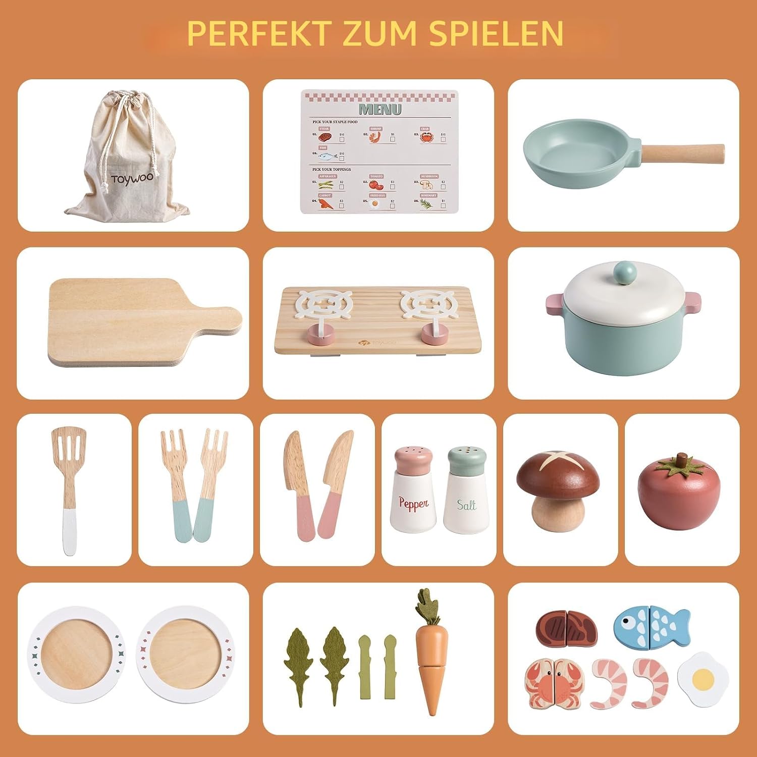 Thumbnail 6 de Holzspielzeug-Küchenzubehör: Topf- und Pfannenspielset für Kinder (3–5 Jahre)