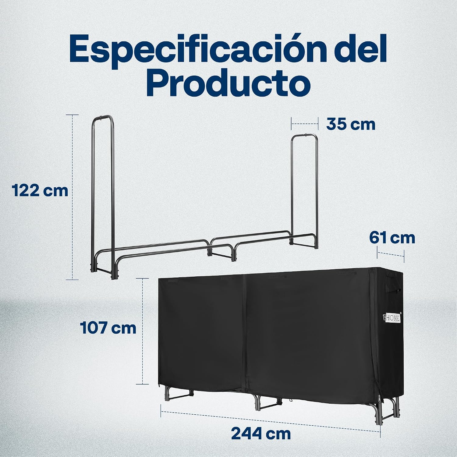 Thumbnail 6 de VIVOHOME Estante metálico para leña 244×35×122 cm