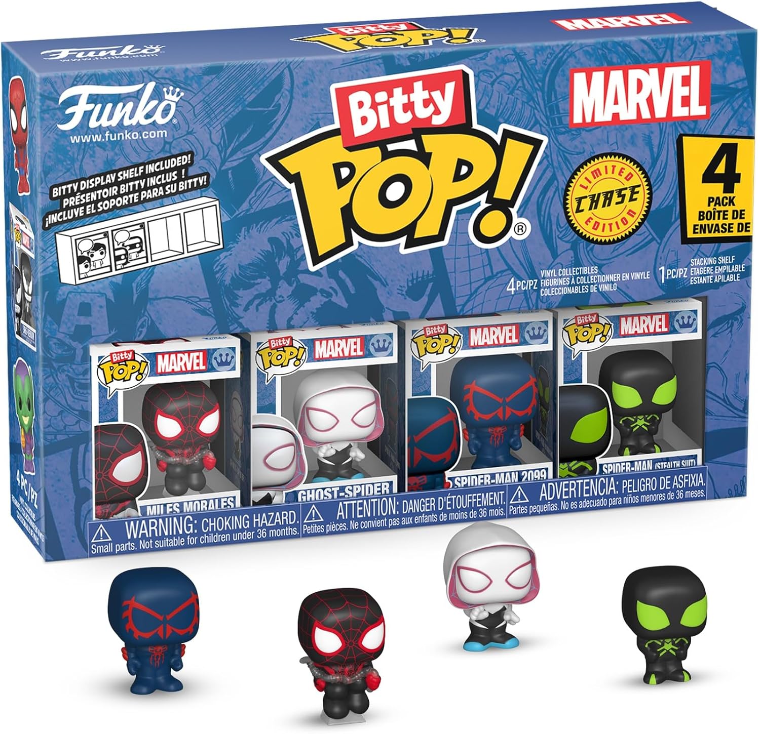 Detalle de Funko Bitty Pop! スパイダーマン:マイルズ・モラレス 4個セット、アクリルケース付き