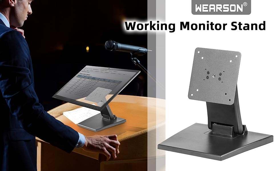 Detalle de Wearson WS-03A2 platte monitorstandaard, opvouwbaar, zwart, VESA 75x75/100x100