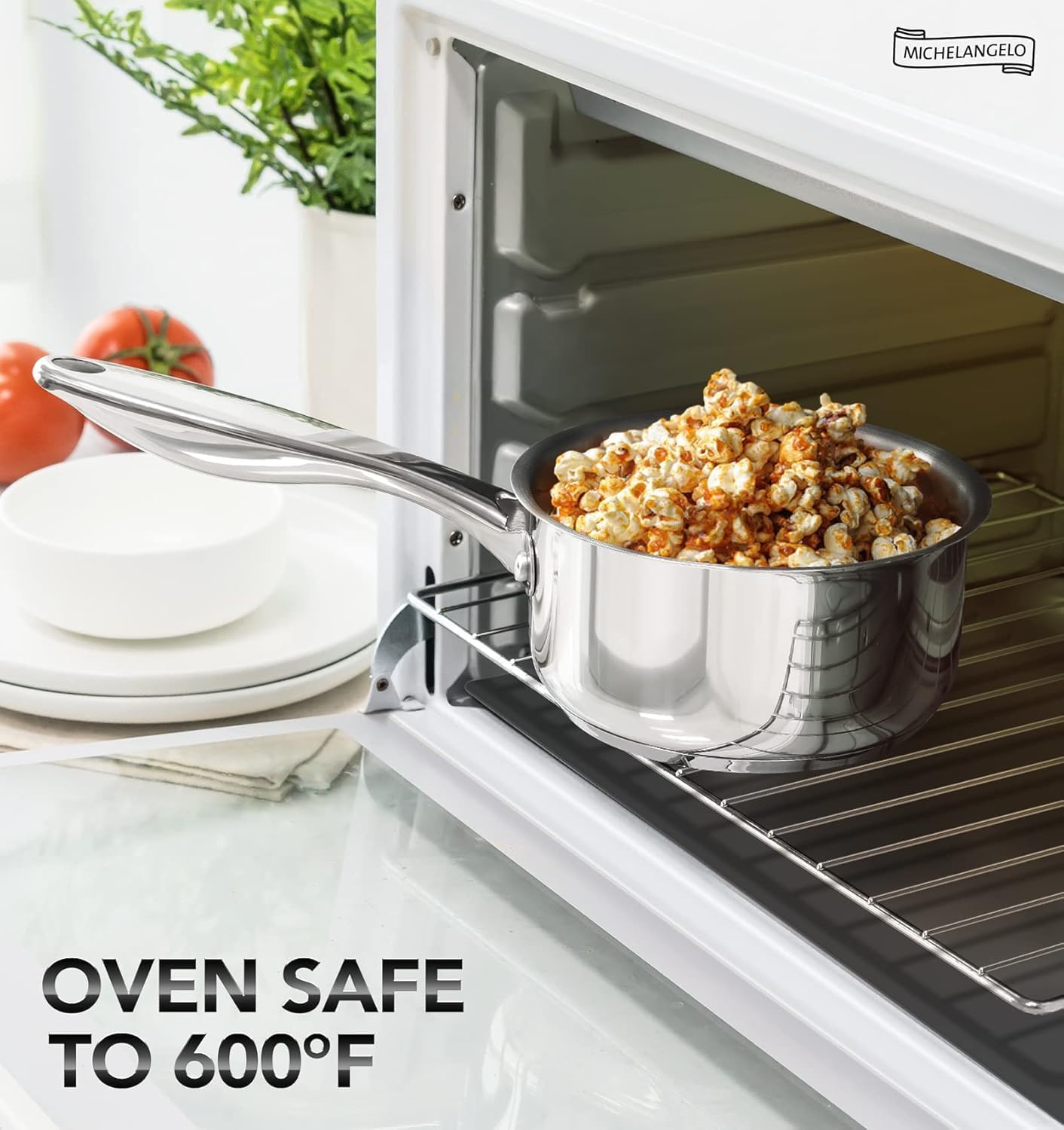 Detalle 2 de MICHELANGELO Triply Stainless Steel Saucepan Set 6pc