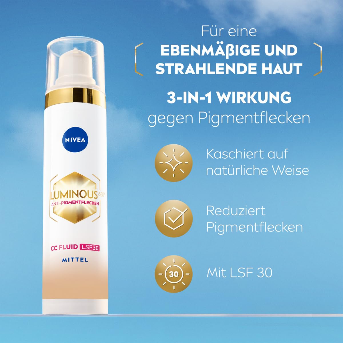 Thumbnail 1 de NIVEA Luminous 630 Anti-Pigmentflecken CC Fluid LSF 30 für mittlere Hauttöne (40 ml) mit Hyaluron