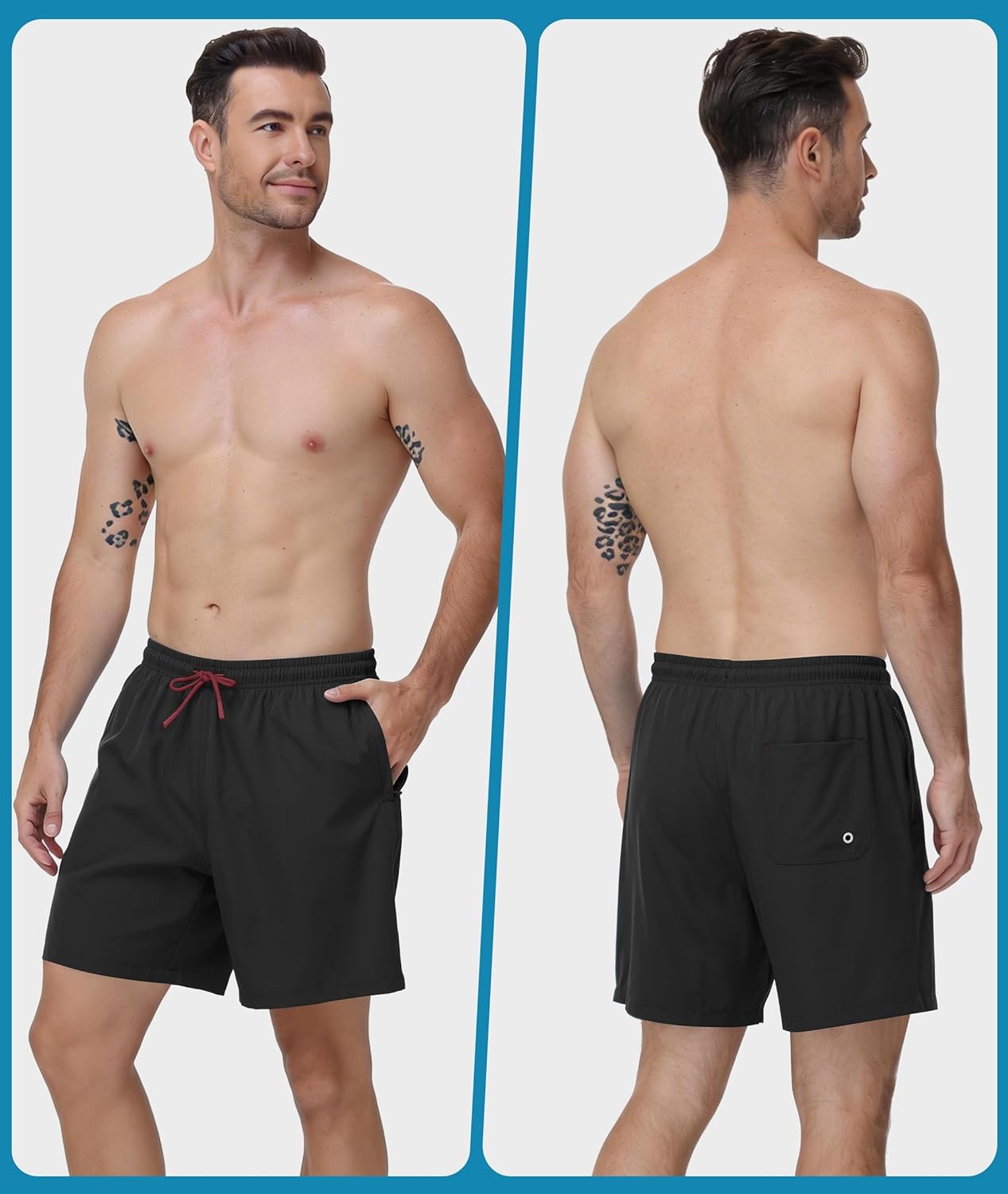 Detalle 2 de Zoofly Badehosen Herren – Schnelltrocknende Badeshorts mit Innenfutter, UPF50+ und praktischen Taschen