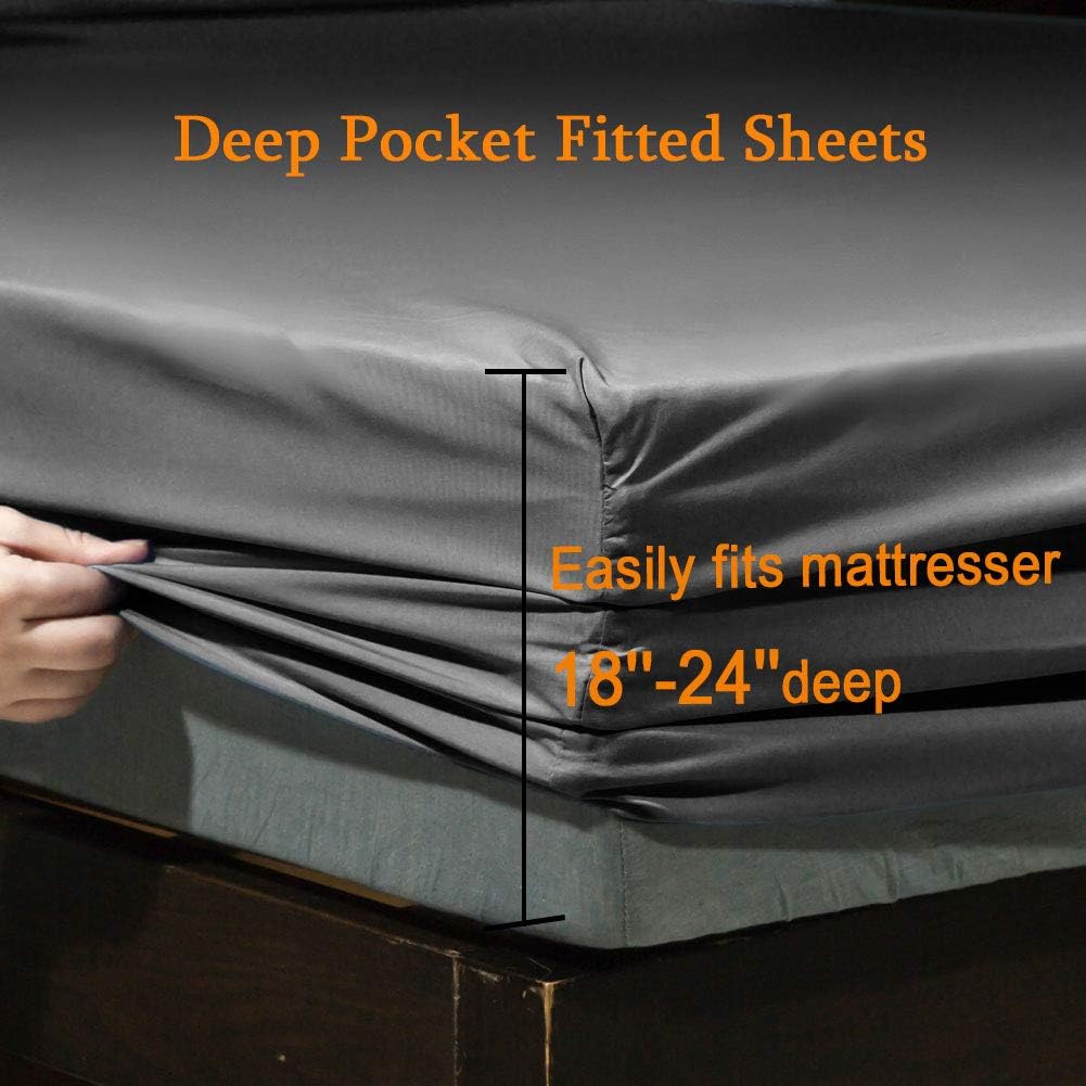 Thumbnail 2 de SONORO KATE Bed Sheet Set Super Soft Microfiber 1800 Thread Count – Queen, Dark Grey, 6-Piece