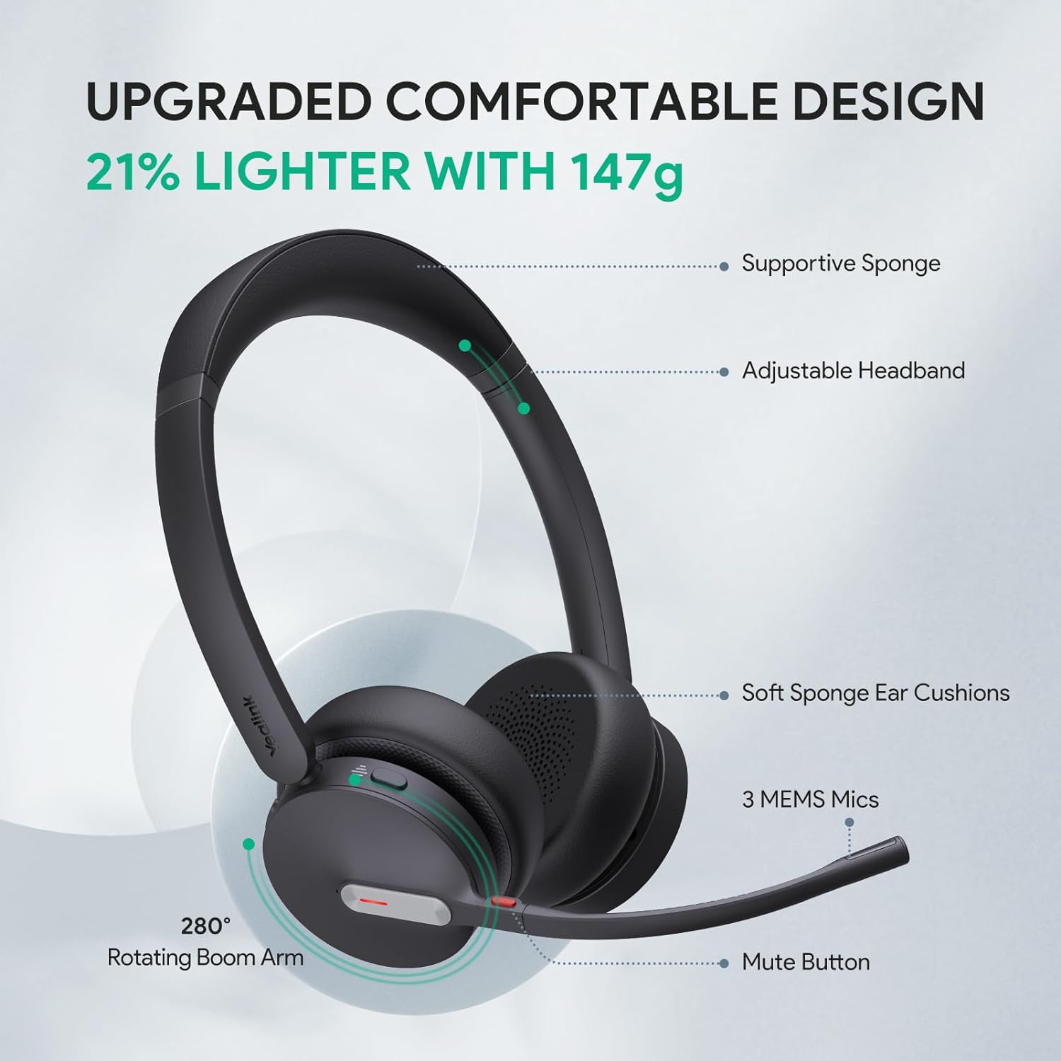 Thumbnail 5 de Yealink BH70 UC Wireless Headset, Bluetooth 5.2, Up to 35-Hour Talk Time