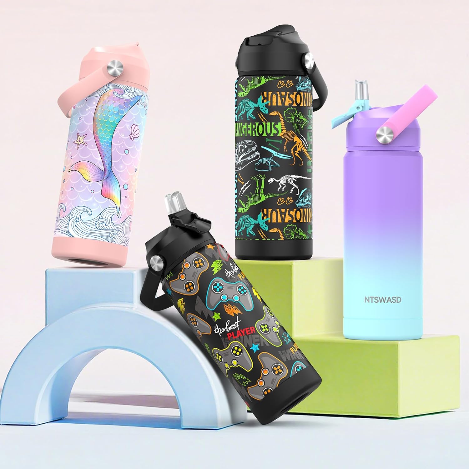 Thumbnail 6 de Ntswasd Boys Water Bottle with Straw (18 oz) — Insulated Stainless Steel Leak Proof Kids Cup