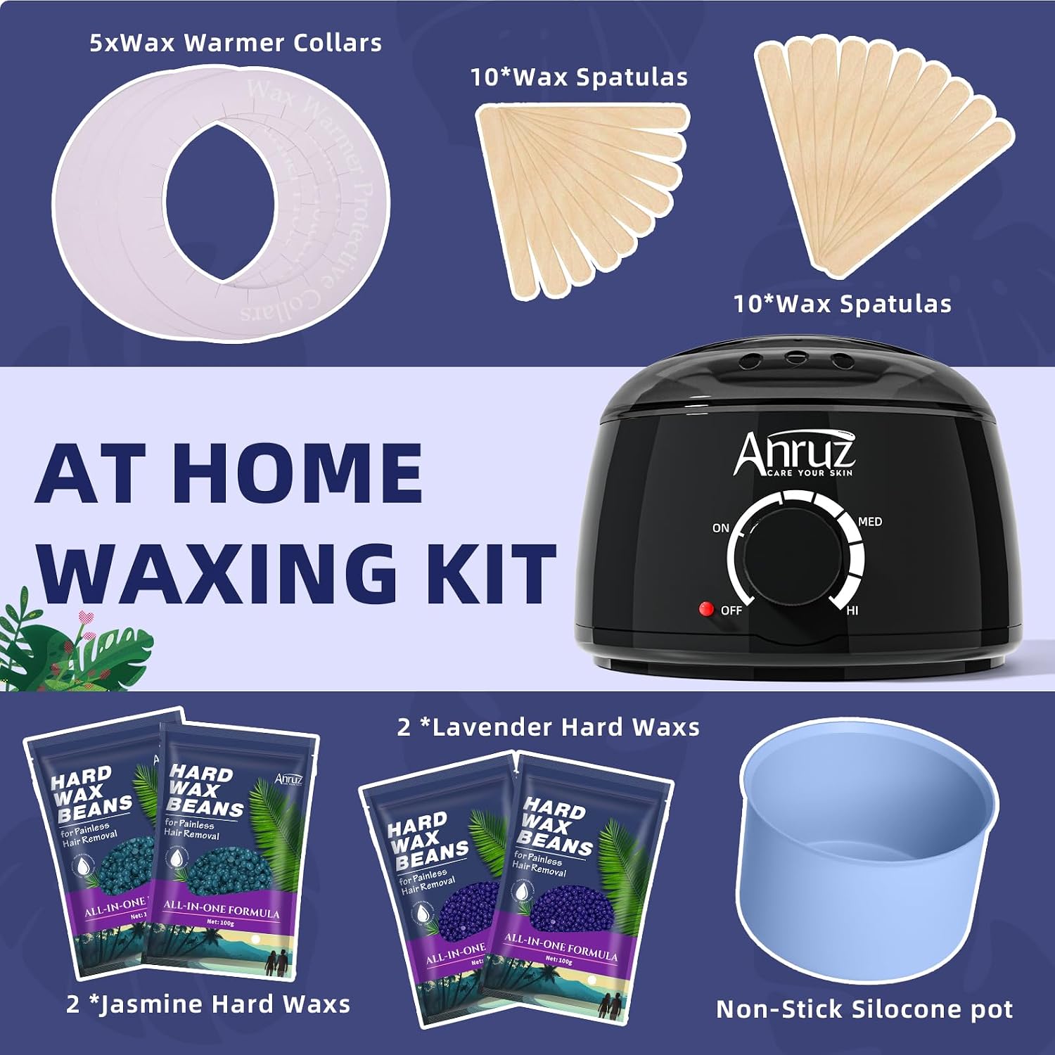 Detalle 1 de ANRUZ Chauffe Cire Epilation 400 g Kit