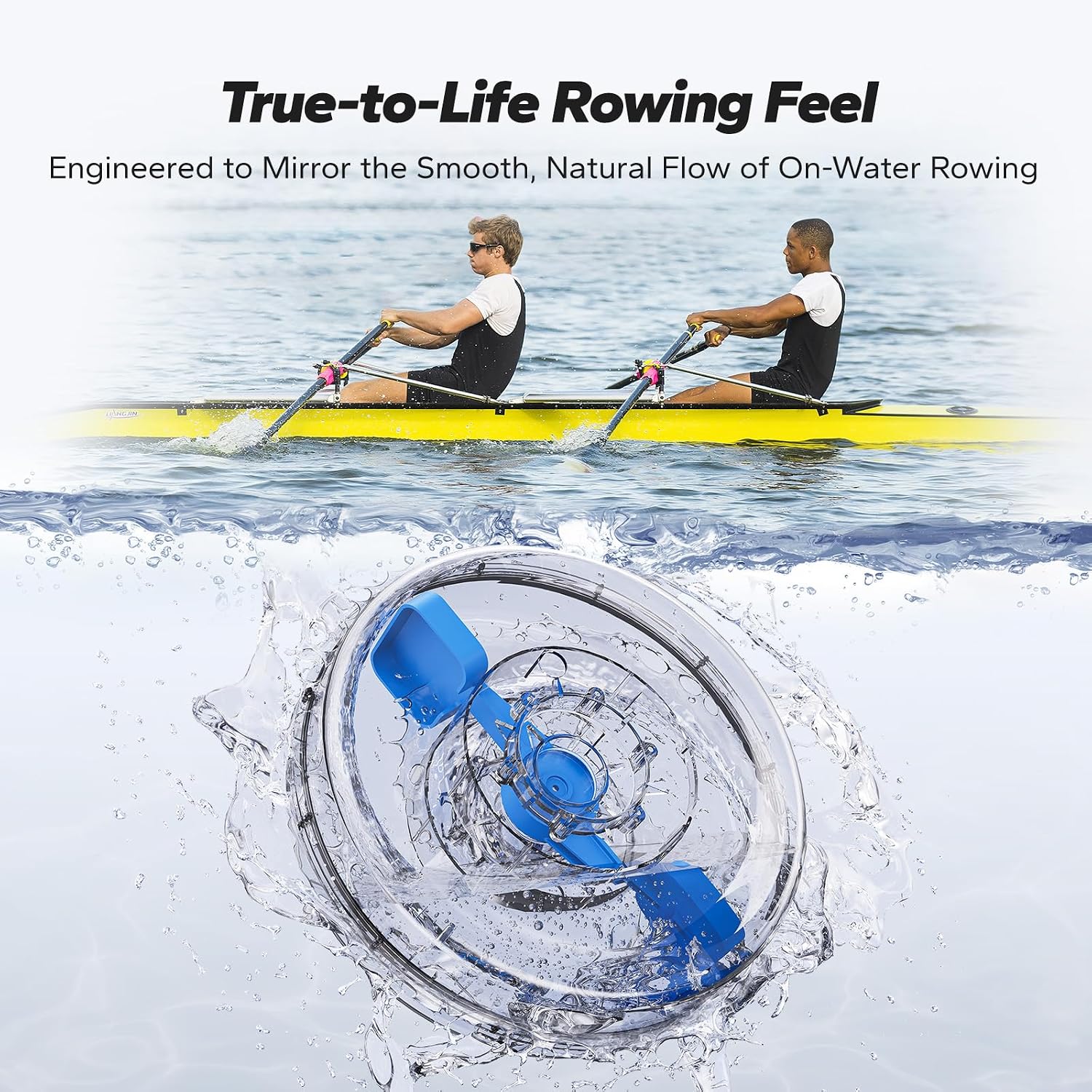 Detalle de MERACH MR-R28R1-US Water Rowing Machine, Foldable, 400 lb Capacity, LCD Monitor