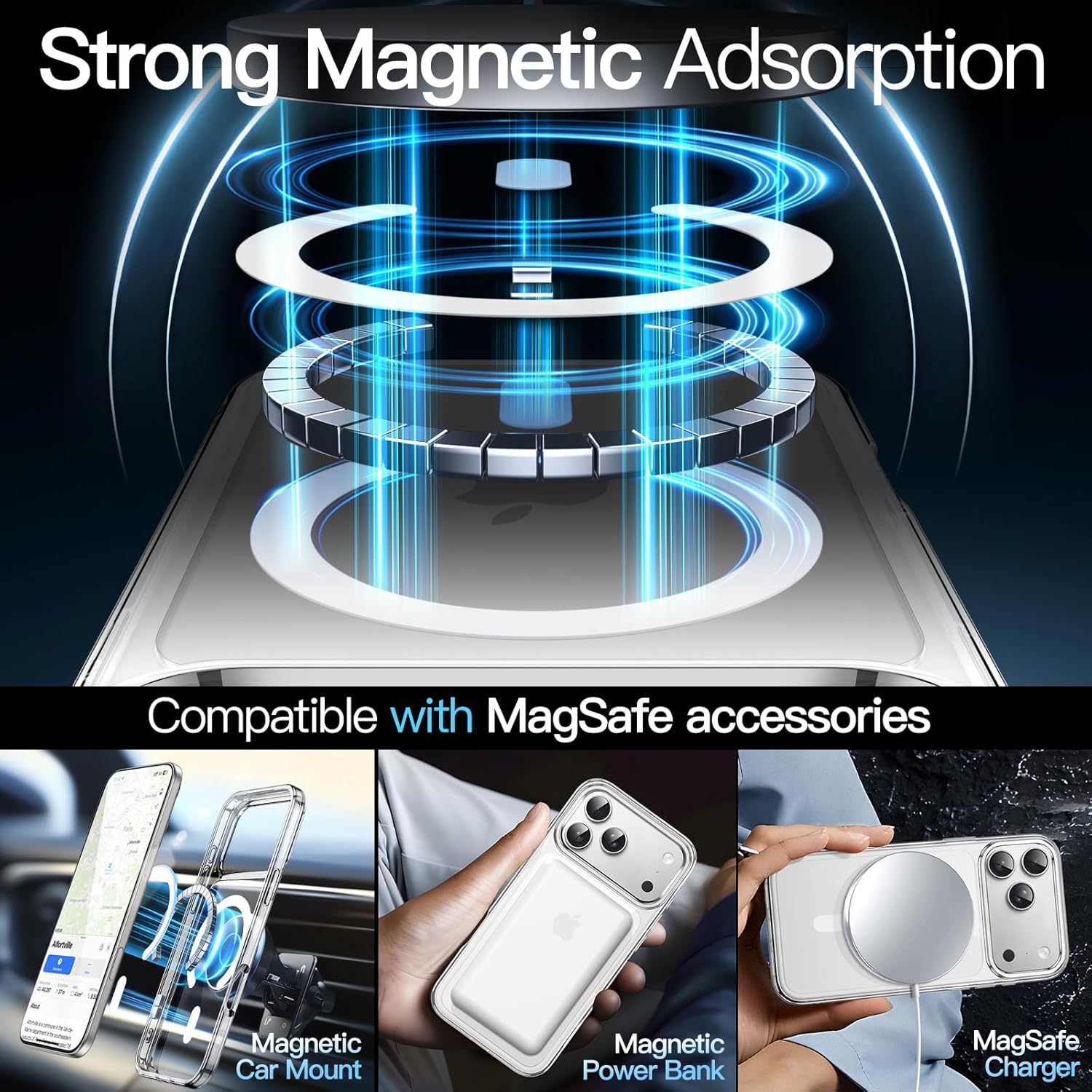 Thumbnail 3 de JETech Magnetic Case for iPhone 17 Pro Max 6.9-Inch (Clear Back) with MagSafe Compatibility