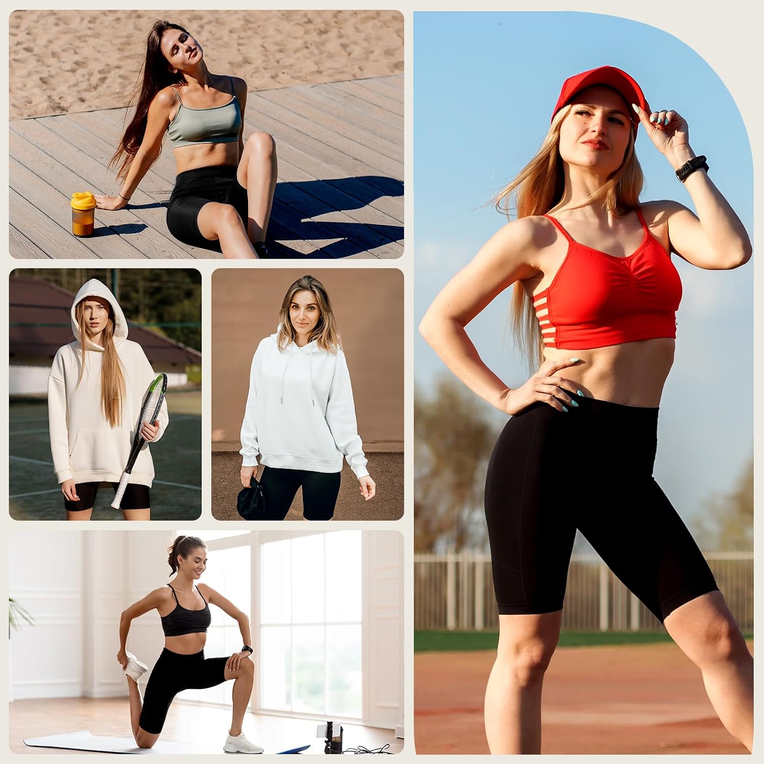 Detalle de GIMDUMASA Shorts de sport femme taille haute avec pochette GI371 – confort et maintien pour yoga, fitness et running
