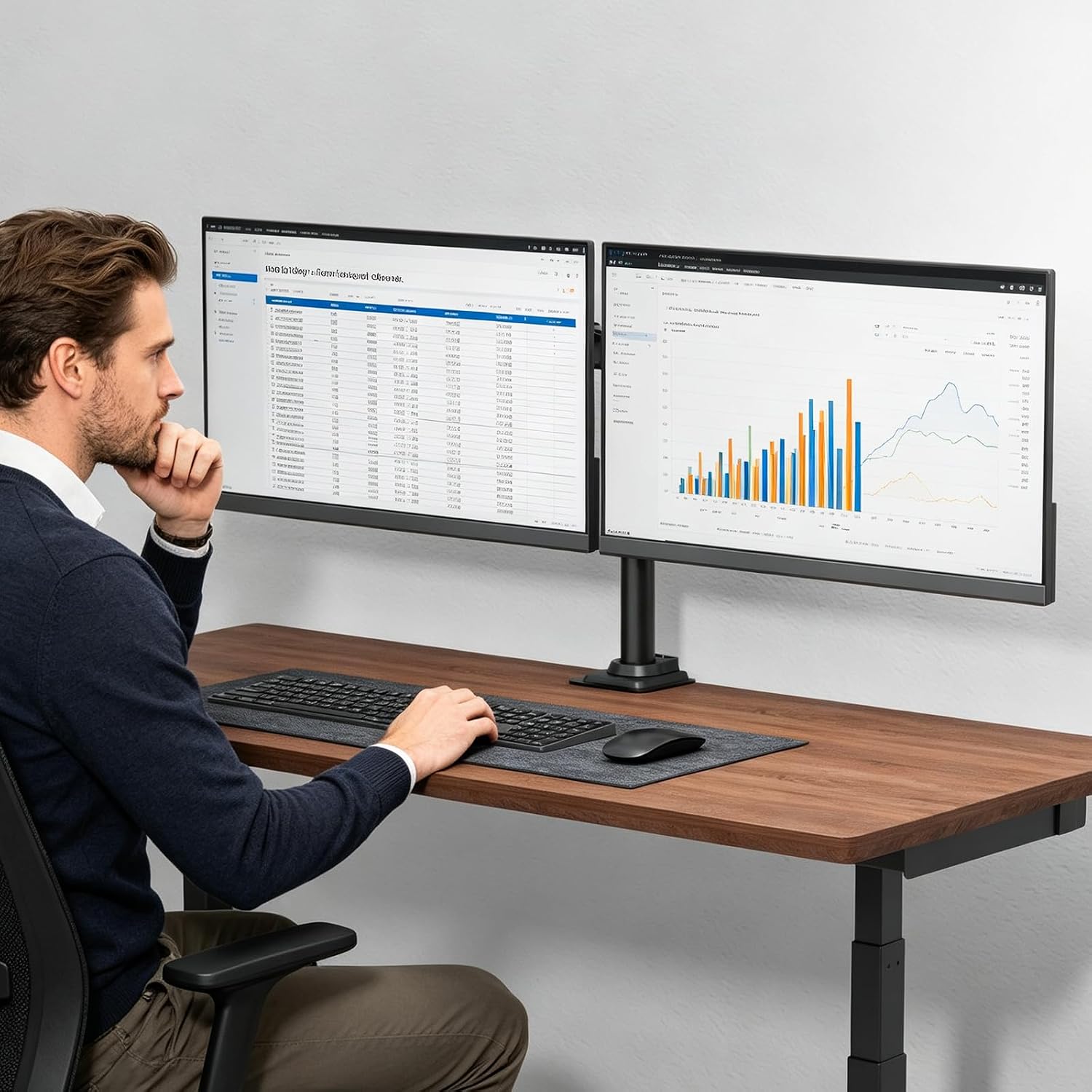 Thumbnail 6 de WALI M002 Dual Monitor Arm for 13–27-Inch Screens, Adjustable, VESA 75/100mm