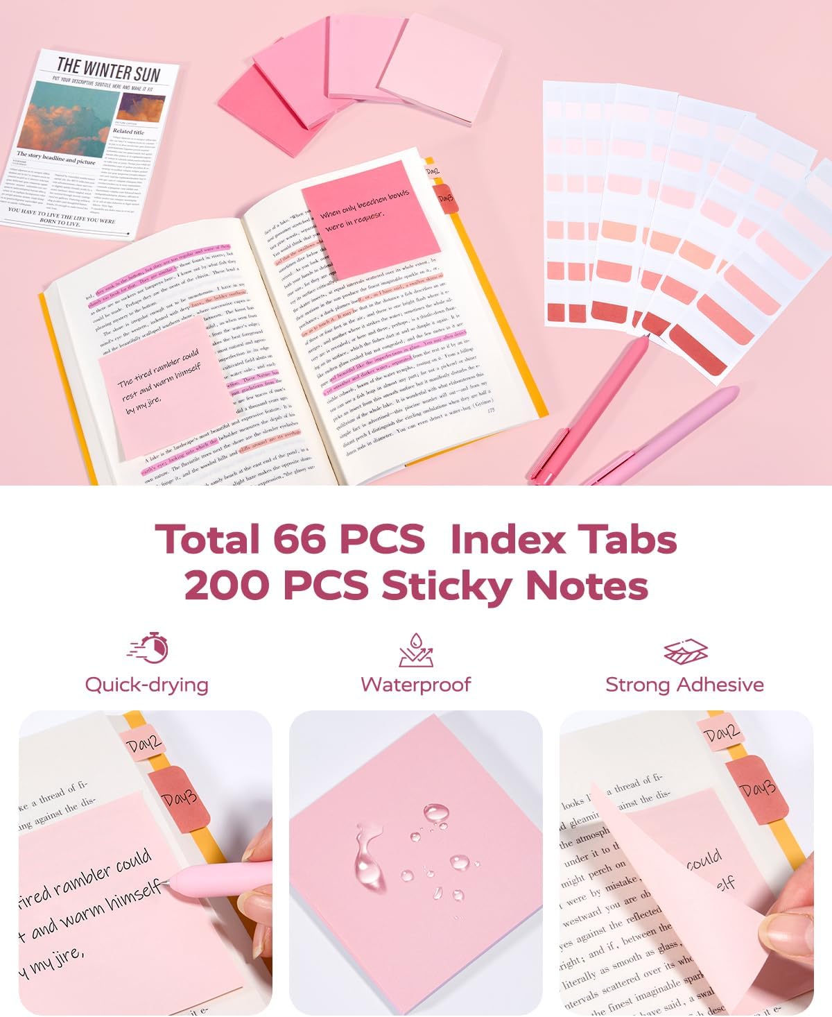 Detalle 2 de Four Candies Pink Stationery Set with 3-Compartment Pencil Case and Stapler