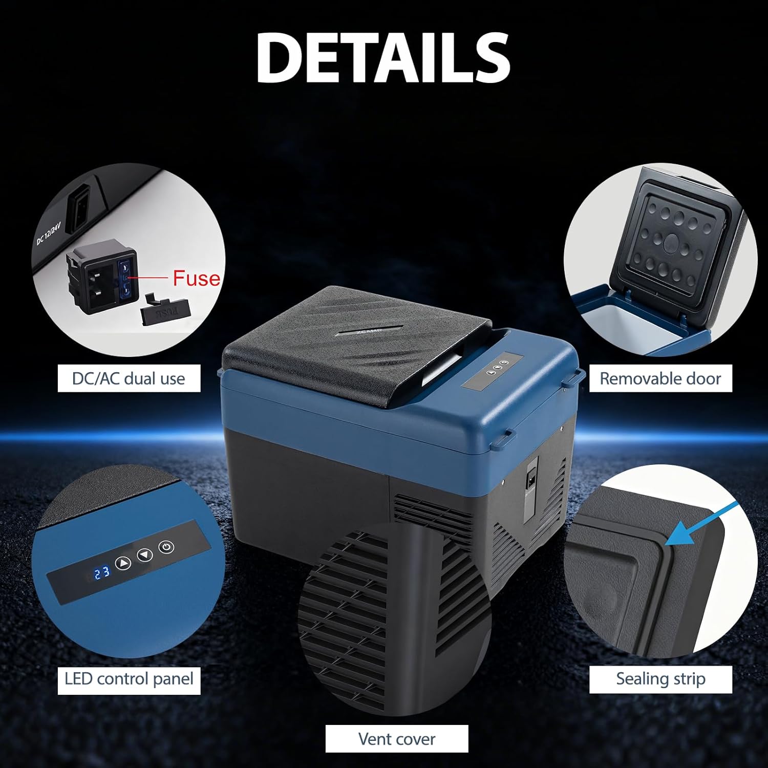 Detalle 2 de zcamp KI12 12L Series Compressor Car Refrigerator: Portable 12V/24V Cooler and Freezer