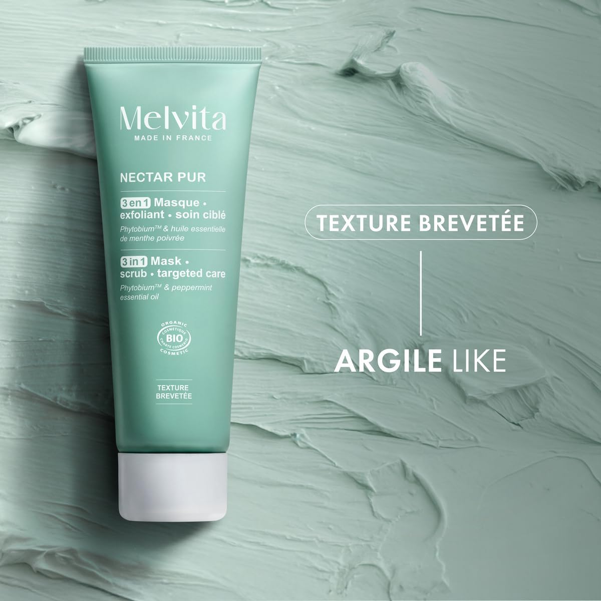 Detalle de Melvita Nectar Pur Masque Exfoliant 3 en 1 – Peaux mixtes à grasses, 75 ml