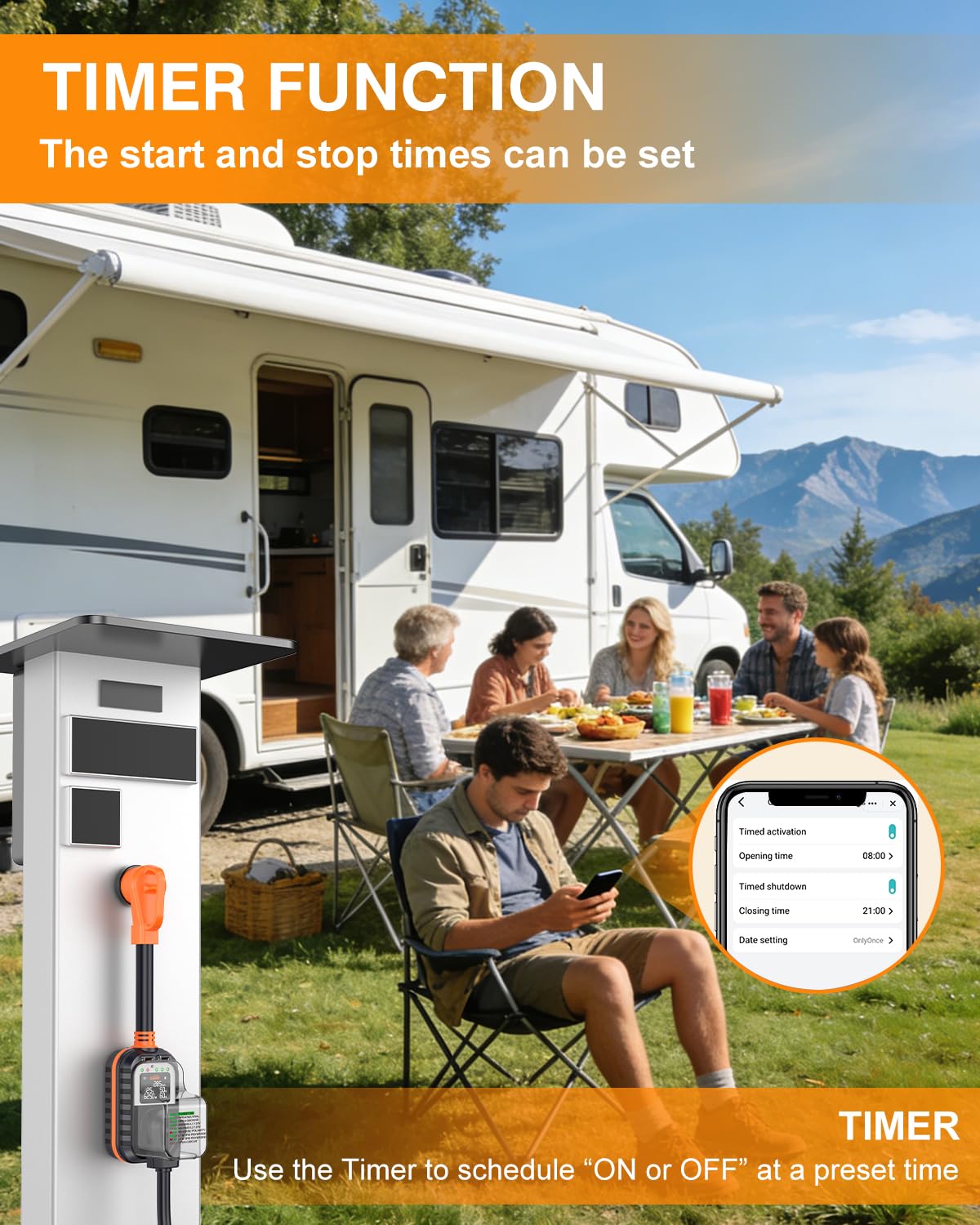 Detalle de GEARGO First 50 Amp RV Surge Protector with App Control & Smart LED Display