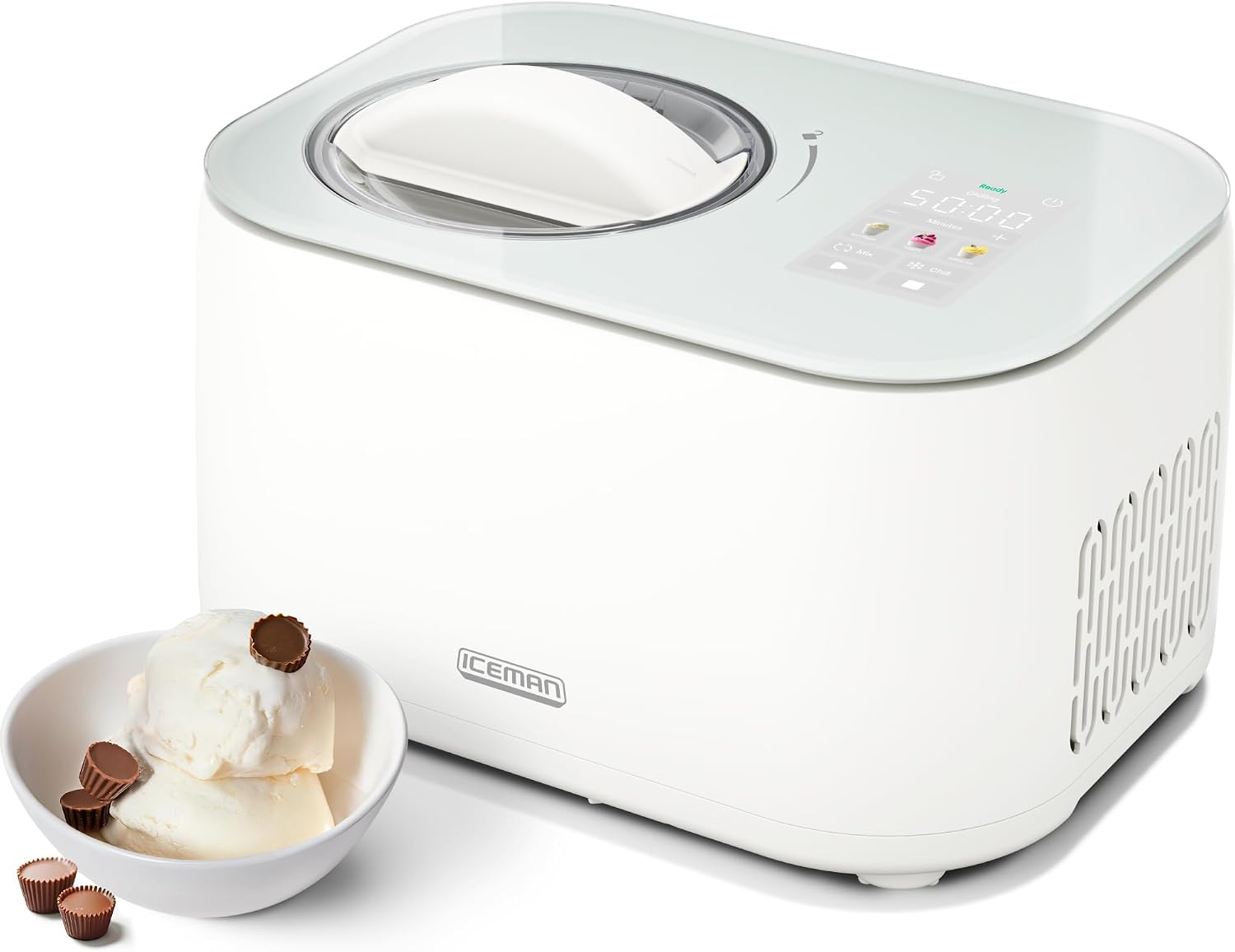 Detalle de Chefman Iceman RJ64-10-WHT-CA Ice Cream Maker, Compressor, 3 Presets