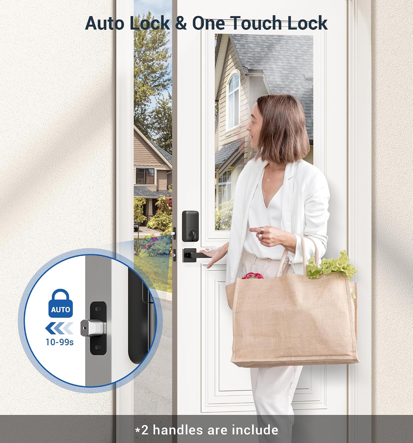 Detalle de Veise Fingerprint Deadbolt Lock, Matte Black