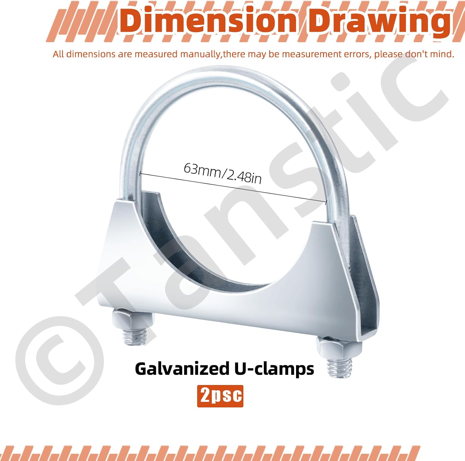 Detalle 2 de Tanstic exhaust U-bolt clamps, 2-1/2-inch