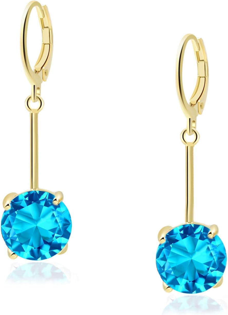 Detalle de VONSSY Gemstone Drop Dangle Earrings 18k plated