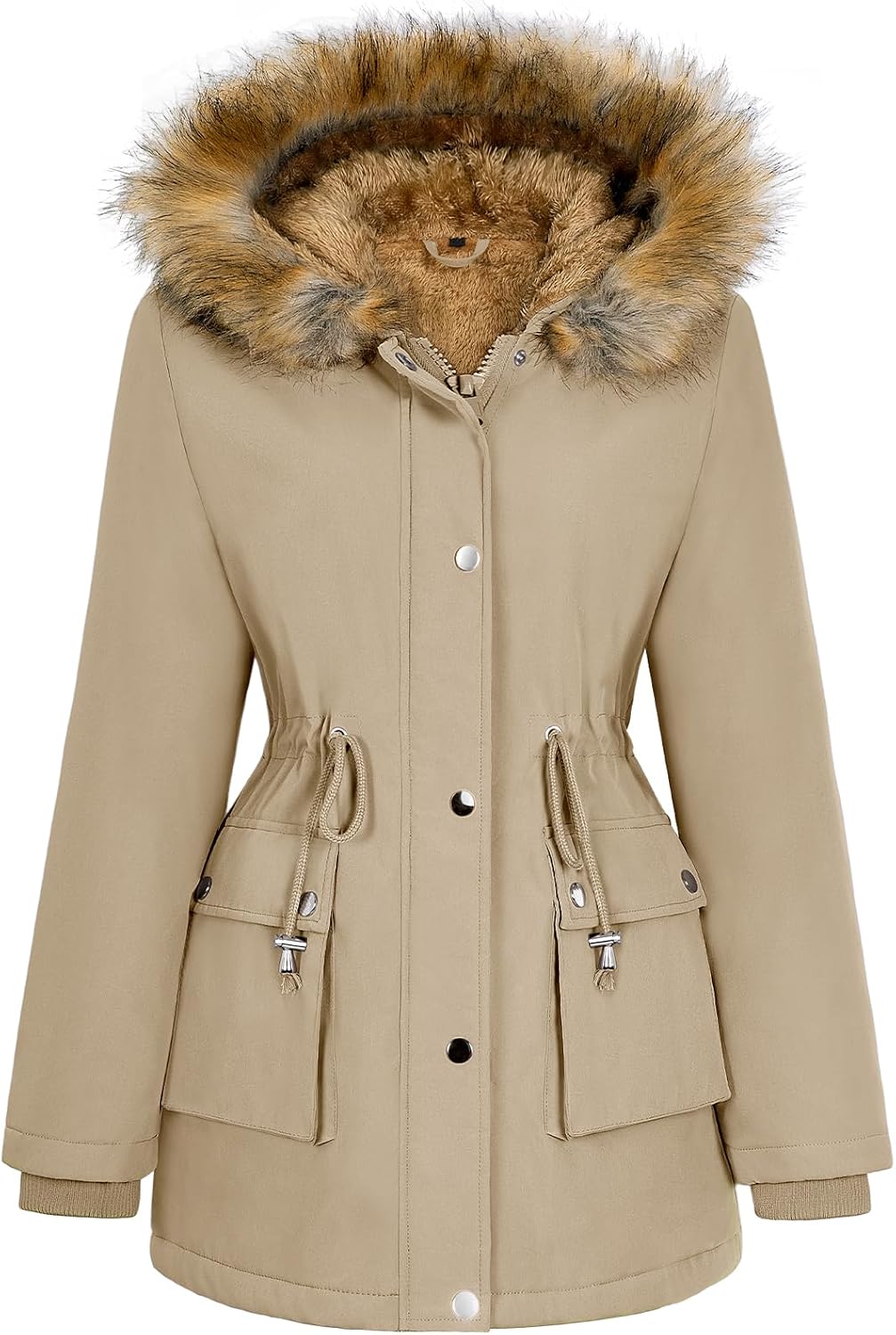 Thumbnail 6 de Xnova Damen Wintermantel Parka Fleece Gefüttert – mittellang, winddicht, wasserabweisend mit Kapuze