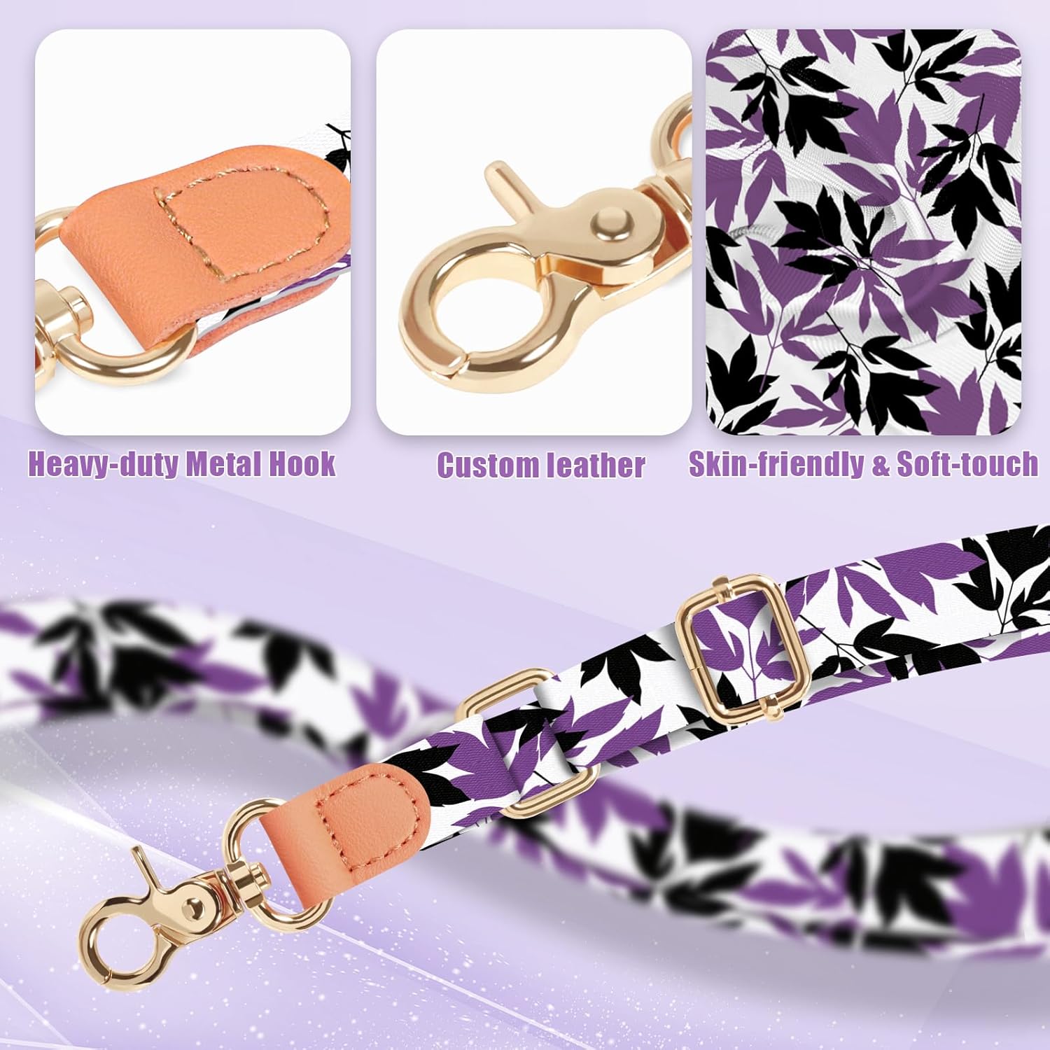 Detalle de UKON Phone Lanyard, Crossbody Strap and Silicone Wrist Strap for iPhone — Adjustable, 2 Patches, 7 Colours