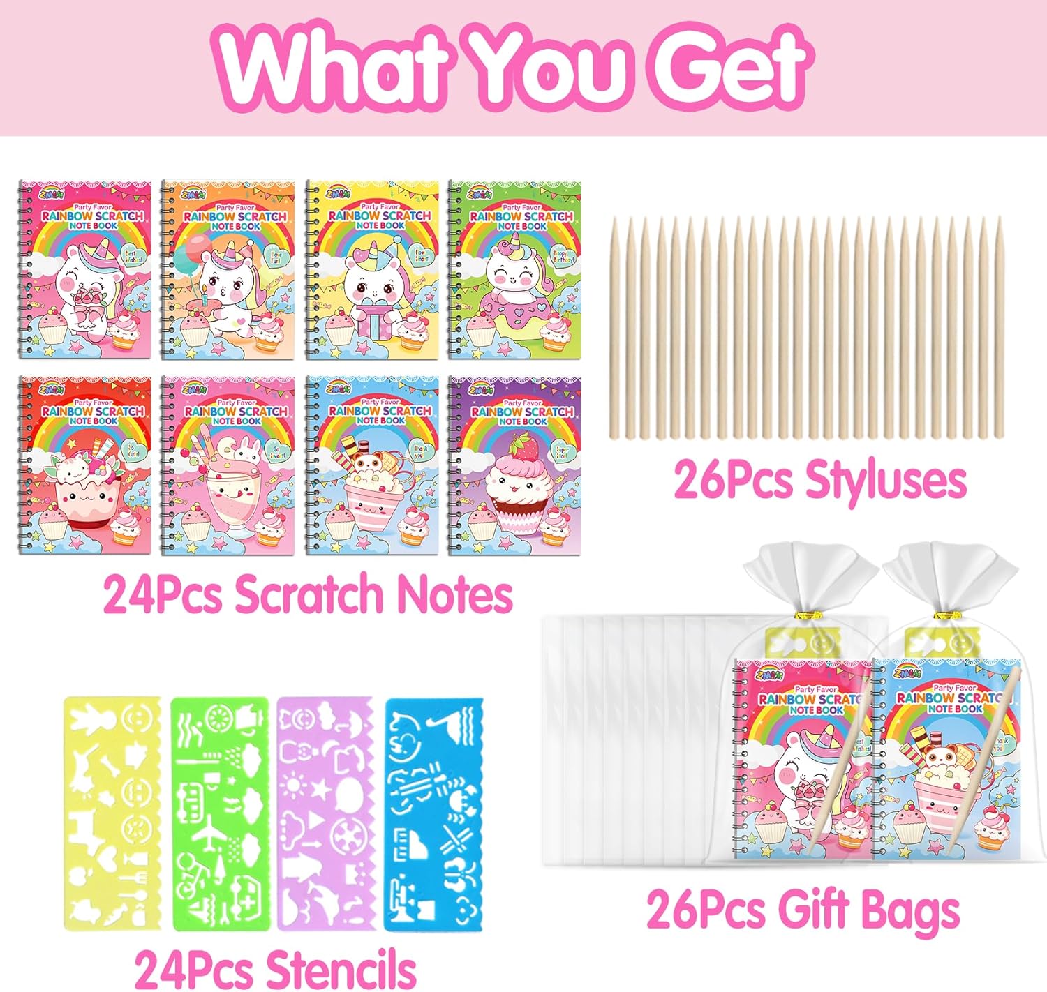 Thumbnail 5 de ZMLM Scratch Art Bambini, Set 24 Libri Regalo con Stilo in Legno e Accessori per Bomboniere