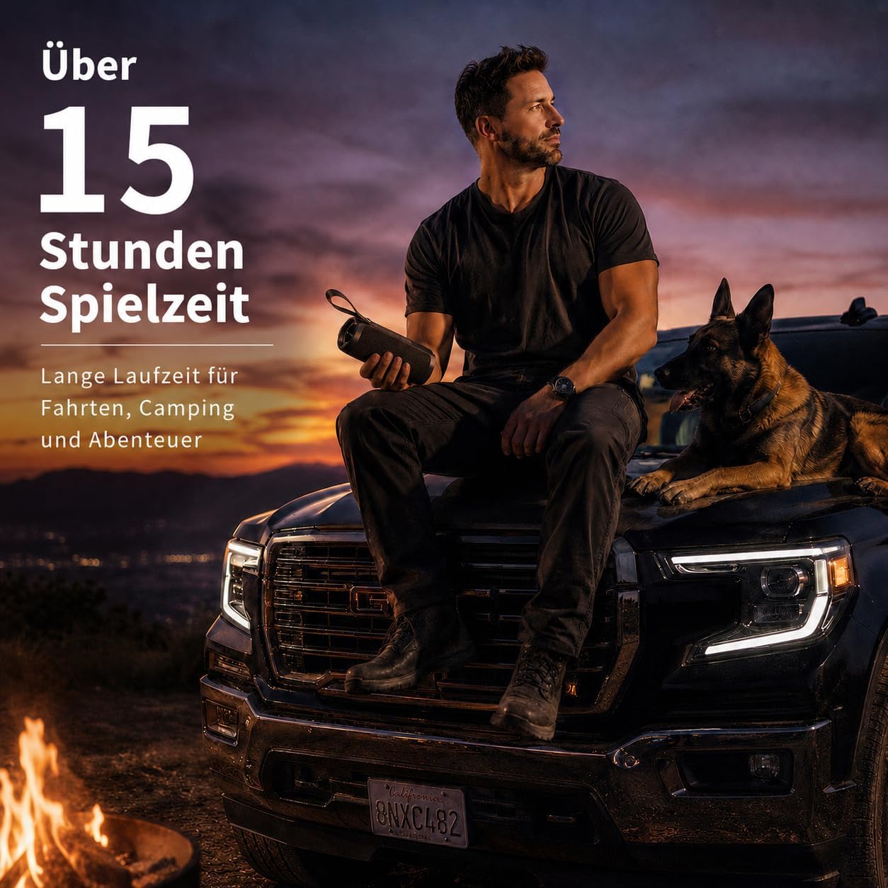 Detalle de Bobtot Tragbarer Bluetooth-Lautsprecher – 15 W RMS, IPX6, 15 Std Akku, RGB, TWS