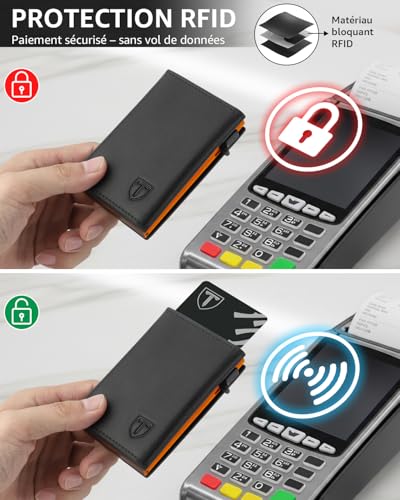 Detalle de TEEHON Portefeuille Homme en Cuir avec Blocage RFID et fermeture magnétique – 8 Porte-cartes