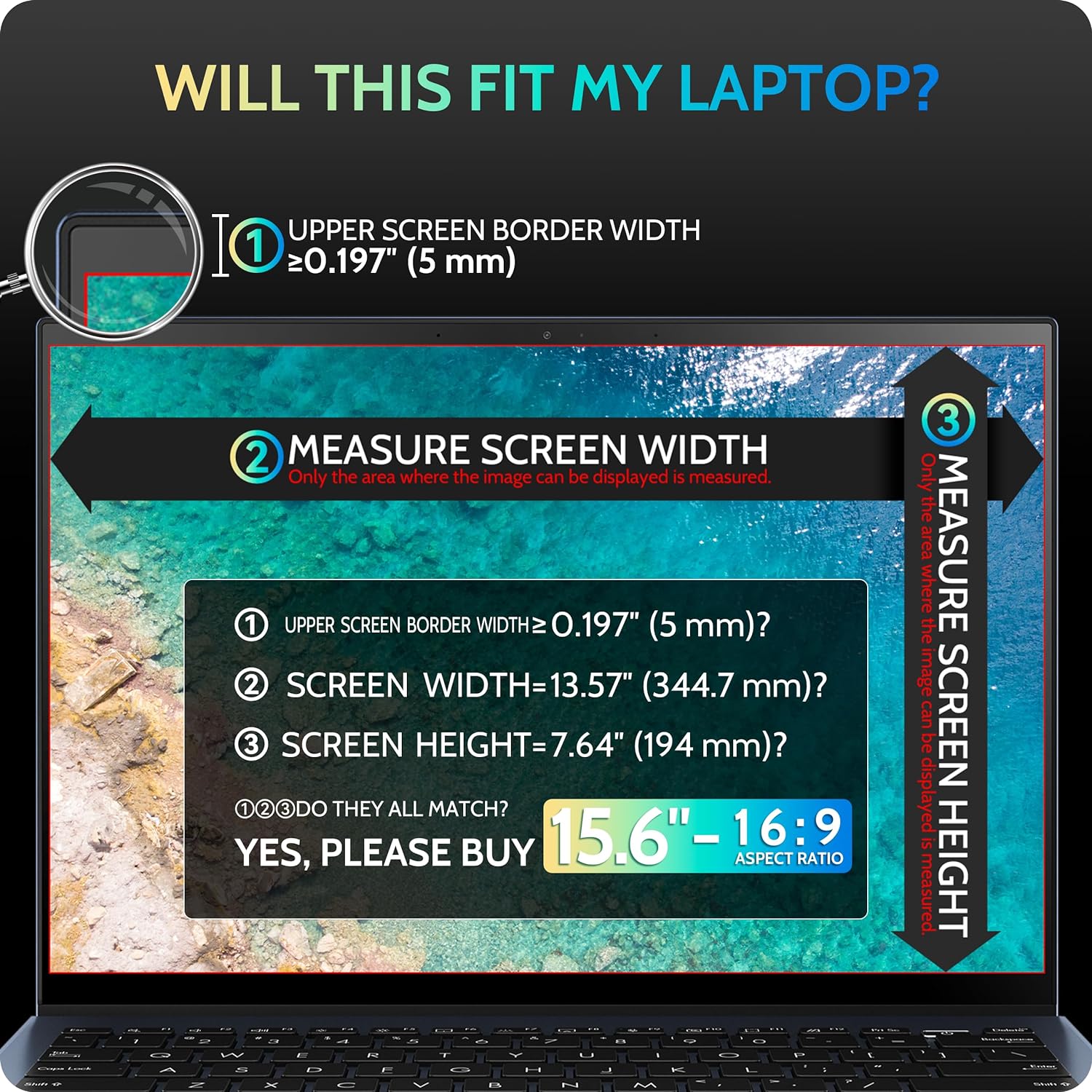 Thumbnail 3 de Peslv Magnetic Laptop Privacy Screen 15.6" for 16:9 Laptops — Easy Magnetic Install, Anti-Glare & Blue Light Filter