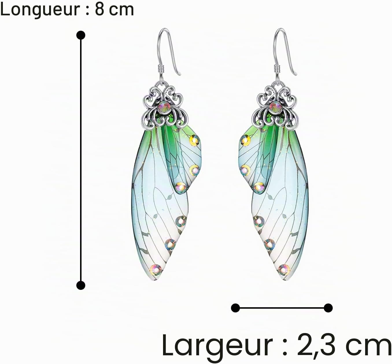 Thumbnail 3 de Clearine Boucles d'oreilles Papillon Ailes Goutte Cristal multicolores
