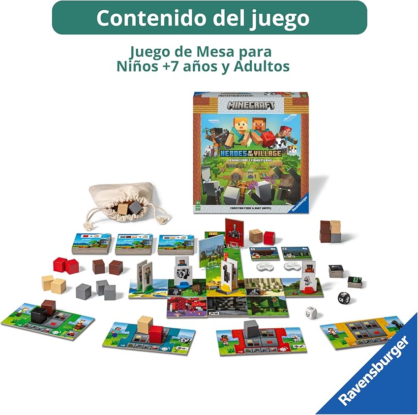 Detalle 2 de Ravensburger Minecraft Heroes of the Village Juego 2-4 jugadores