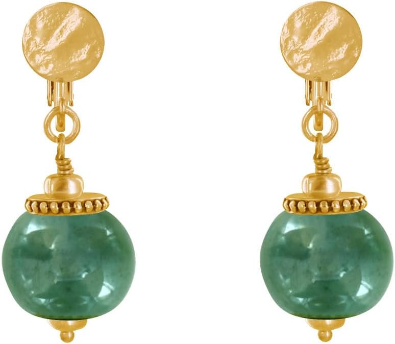 Thumbnail 1 de Les Poulettes Bijoux orecchini clip in metallo dorato con grandi perle di ceramica