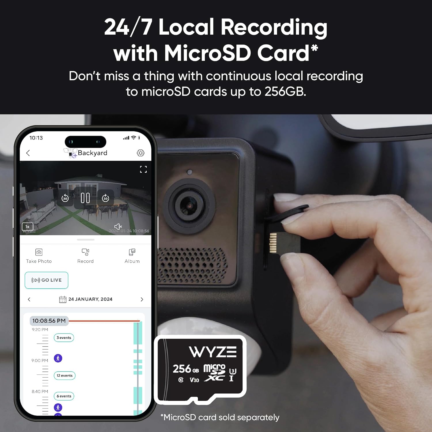 Detalle de WYZE Floodlight Camera v2 Outdoor Security, 2K Color Night Vision & 2800-Lumen LEDs