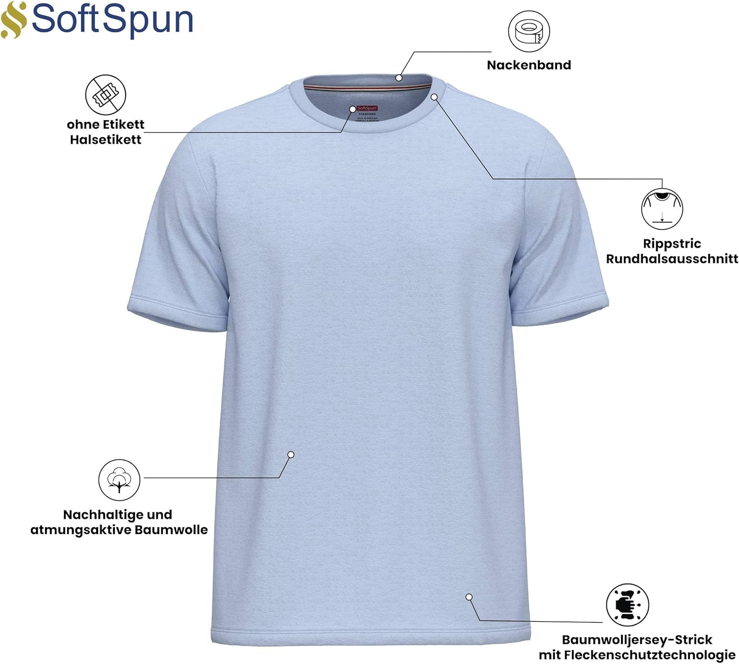 Thumbnail 4 de 6er Pack Herren-T-Shirts | 100% Baumwolle, Rundhals, Multipack