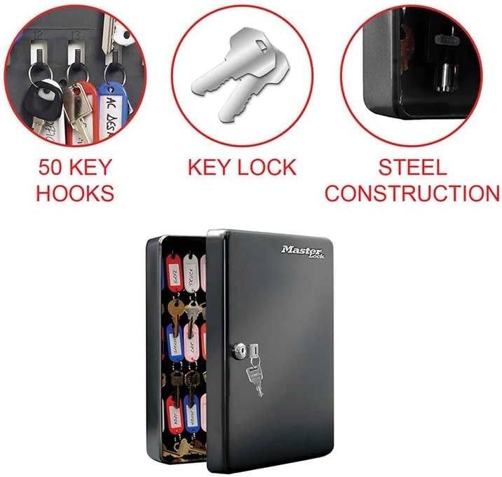 Detalle 2 de Master Lock KB-50ML: Armadietto per Chiavi da Parete con 50 Portachiavi e Targhette