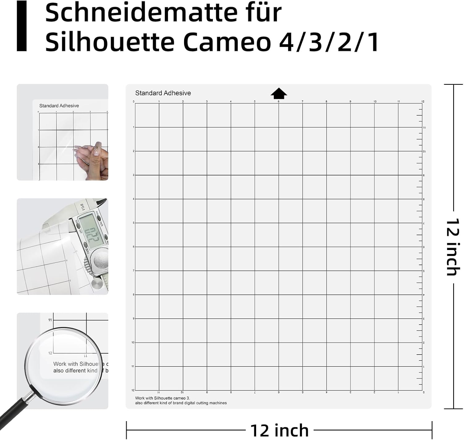 Thumbnail 1 de Lot de 3 tapis de découpe Prime Vinyl pour Silhouette Cameo 4/3/2/1 – 30,5 x 30,5 cm