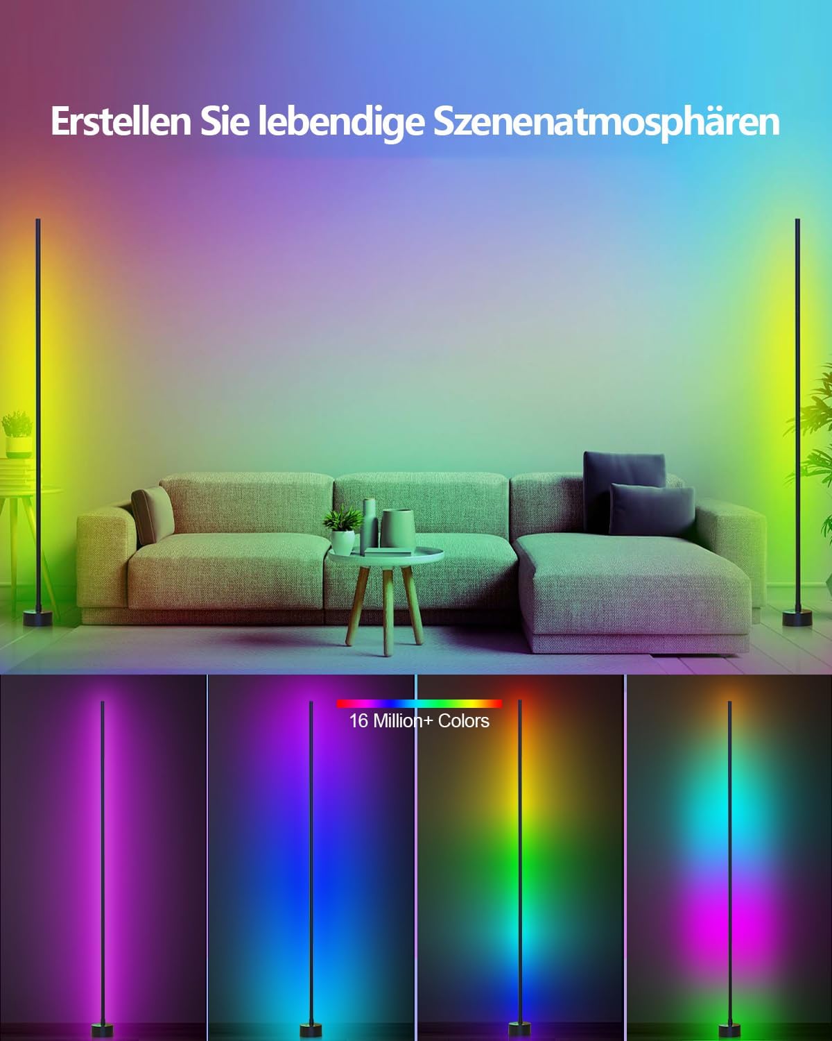 Detalle de Miortior LED Stehlampe RGB, 16 Mio Farben