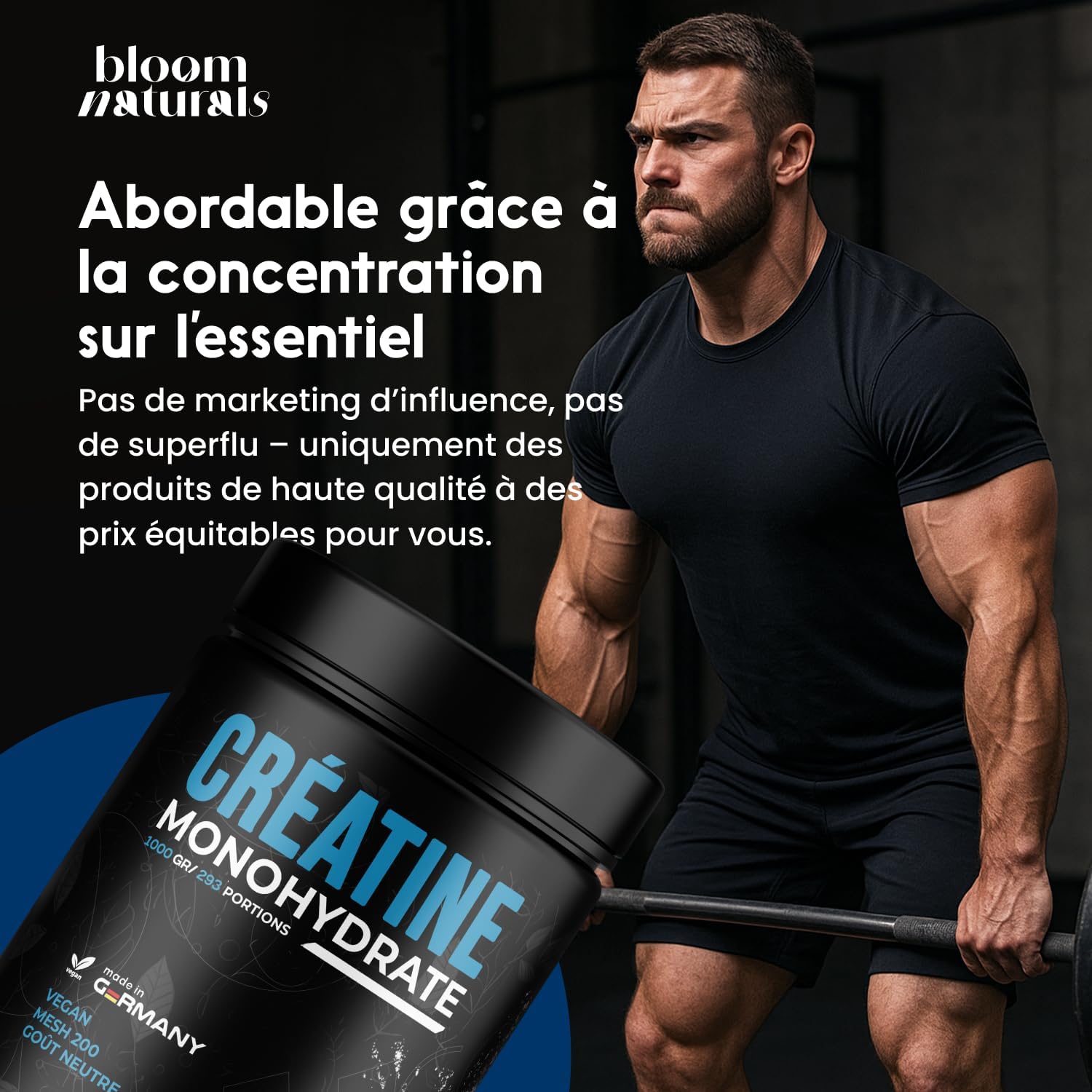 Thumbnail 6 de Créatine Monohydrate Poudre 1000 g – Mesh 200, goût neutre, vegan – testée en laboratoire