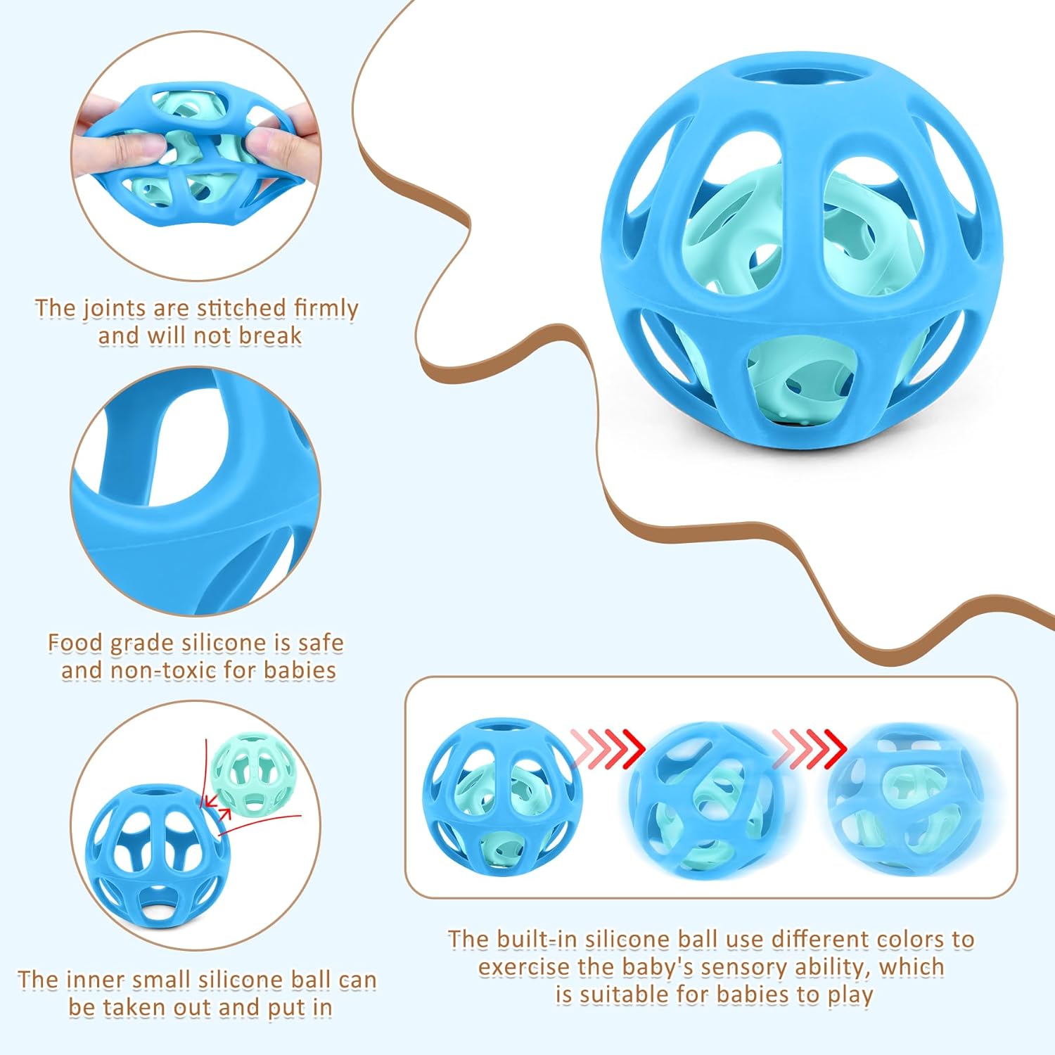 Thumbnail 1 de MCGMITT Baby Sensory Balls (8PCS) for 6–12 Months – food-grade silicone teething & grasping toy