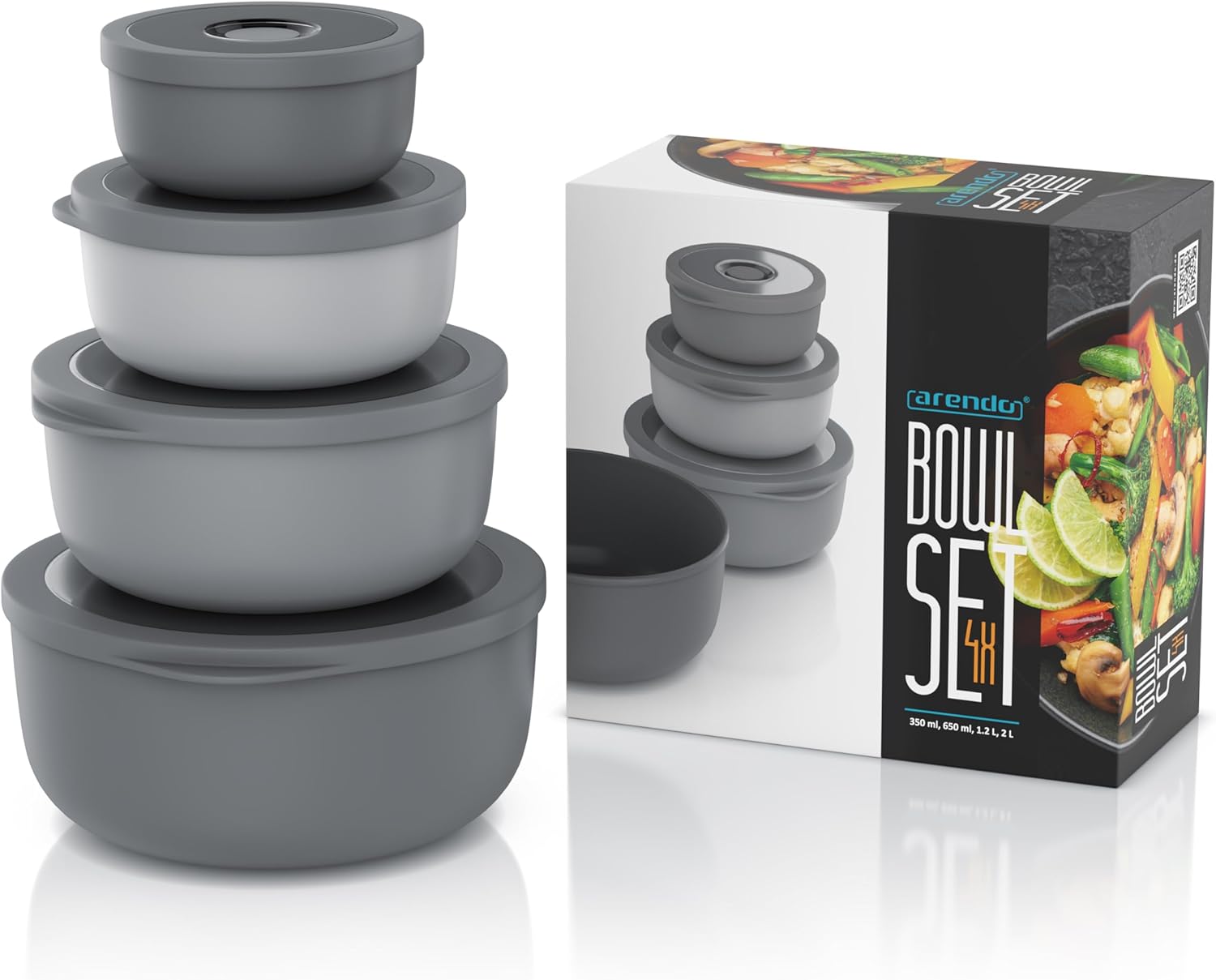 Thumbnail 6 de arendo Schüssel-Set mit Deckel (4-tlg.) – Salat- und Rührschüsseln in 0,35 bis 2 Liter