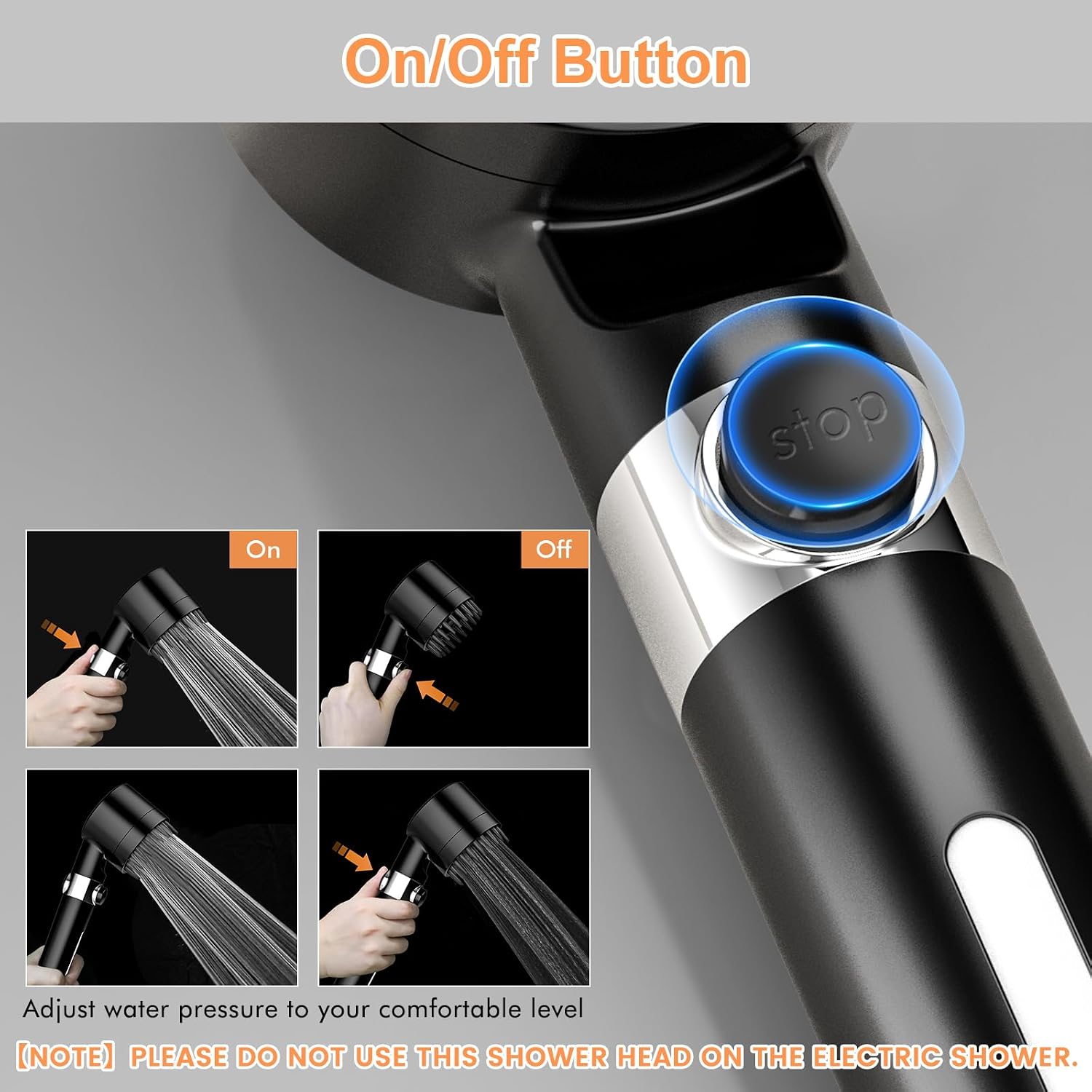 Detalle de MEKO Hard Water Filter Shower Head with 15-Stage Filter and 3+1 Spray Modes (Blue) + 1.5m Hose