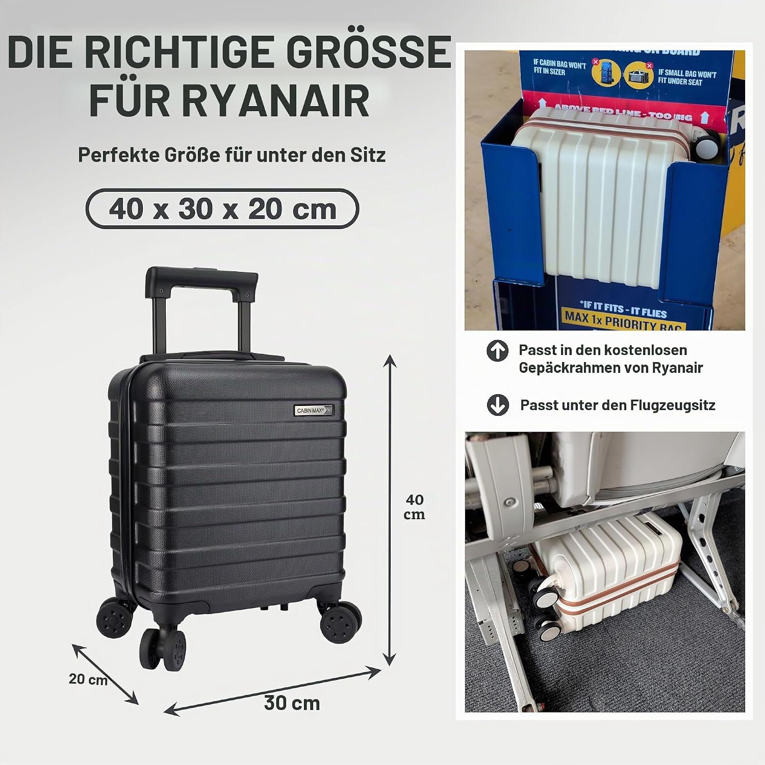Thumbnail 3 de Cabin Max Anode Handgepäck-Koffer – Leicht, Hartschale, 40x30x20 cm, 2 kg, 21 Liter, 4 Rollen