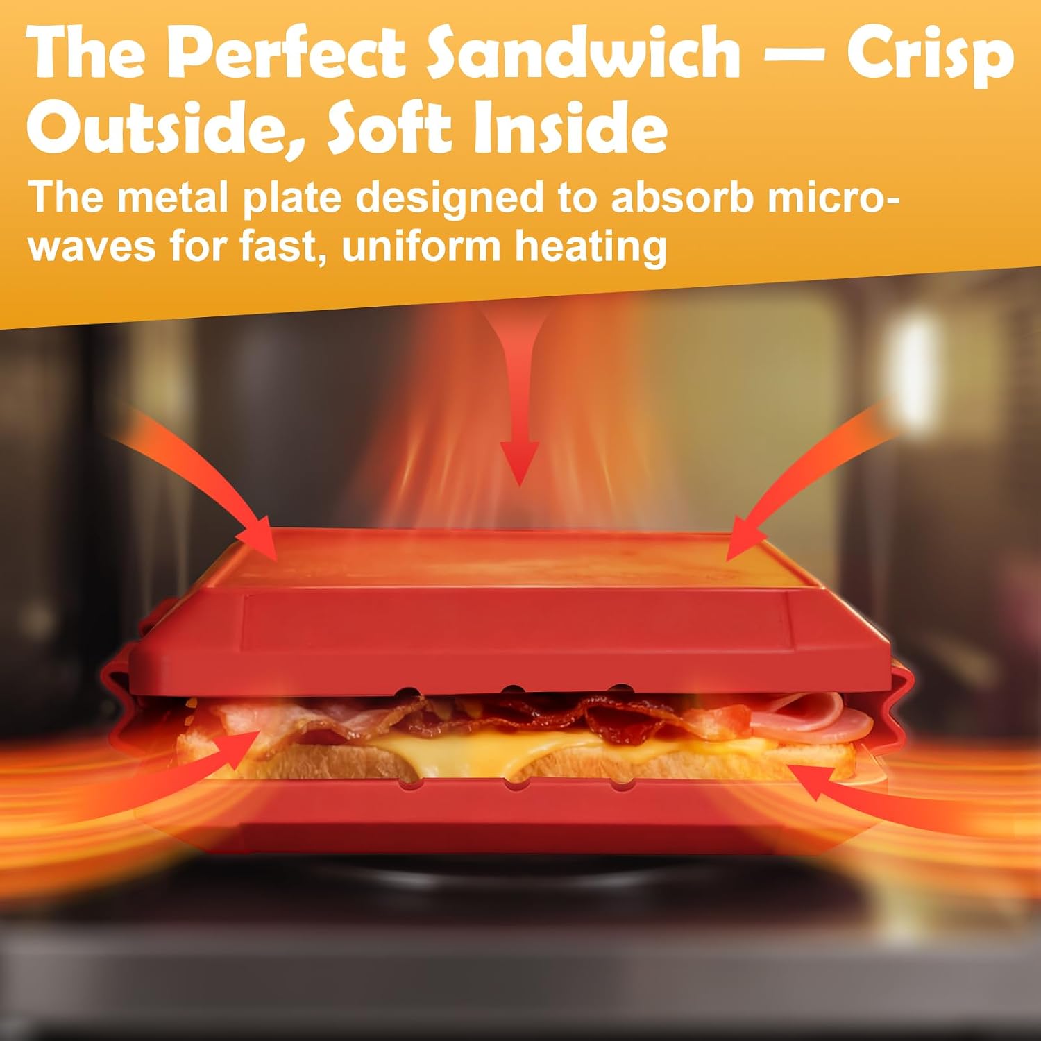 Detalle de Microwave Toastie Sandwich Maker with Removable Non-Stick Plates (Red)