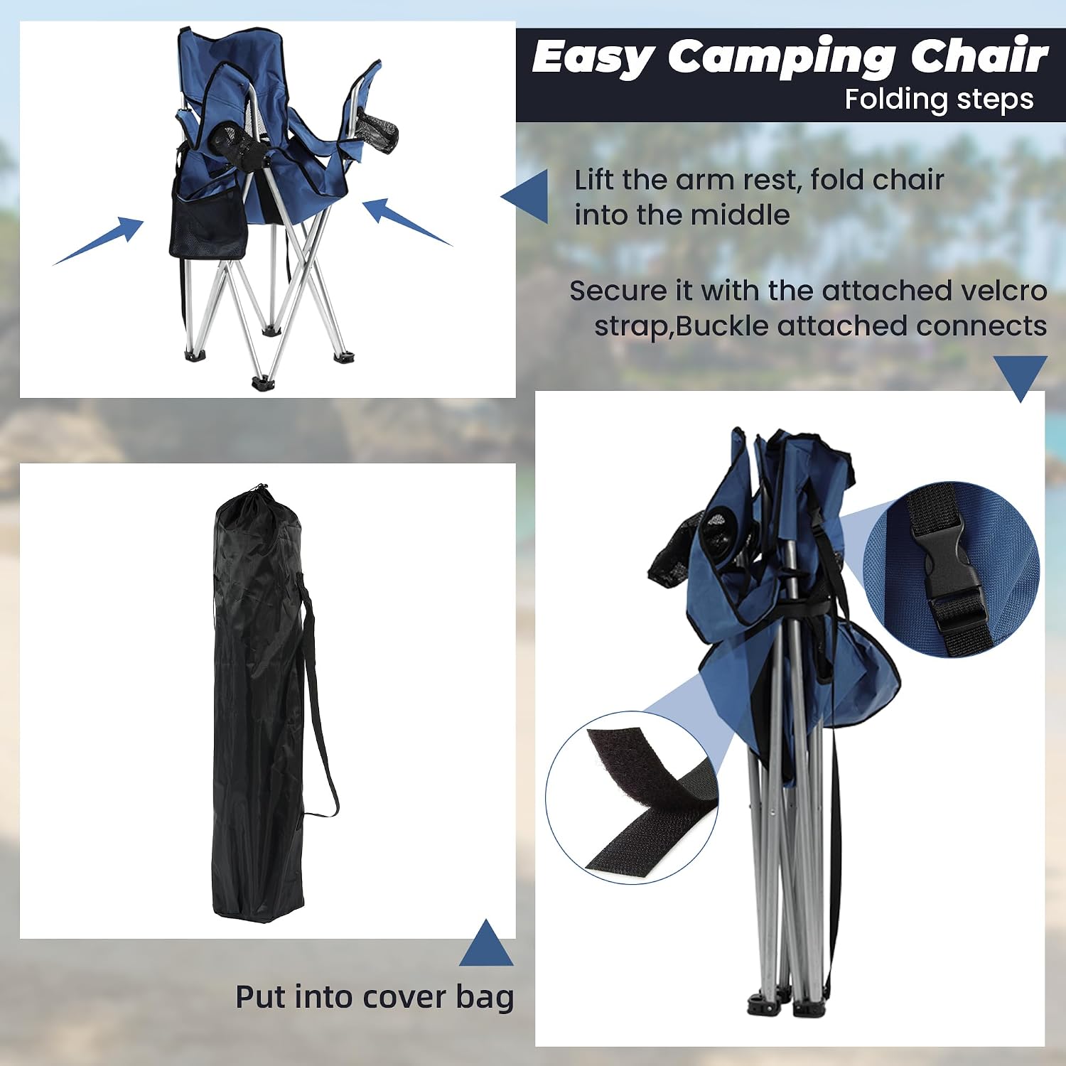 Thumbnail 4 de HULKFIT Folding Camping Chair, 600D Oxford Fabric