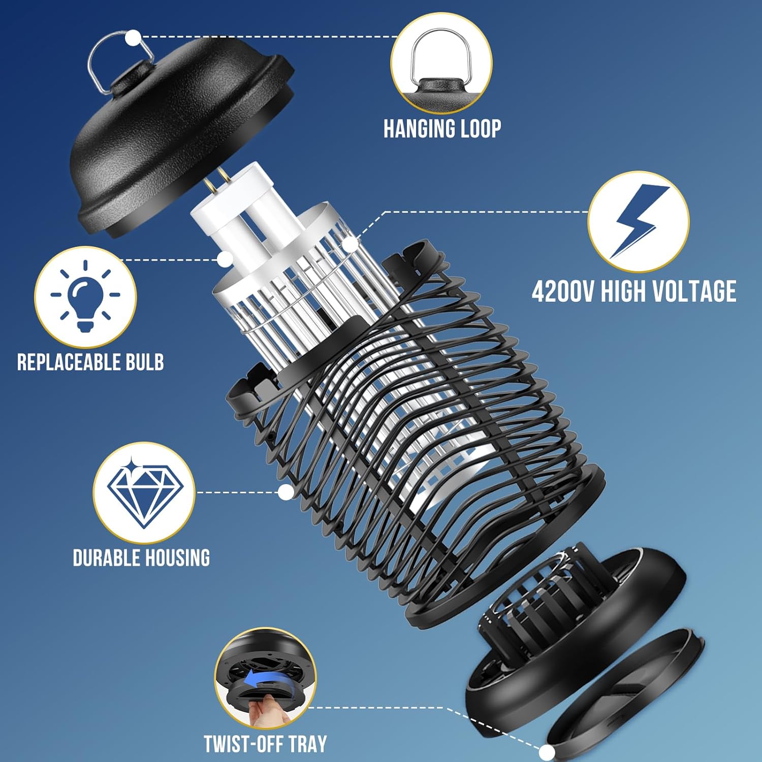 Detalle 2 de Upgraded Bug Zapper Outdoor 4200V Mosquito Zapper