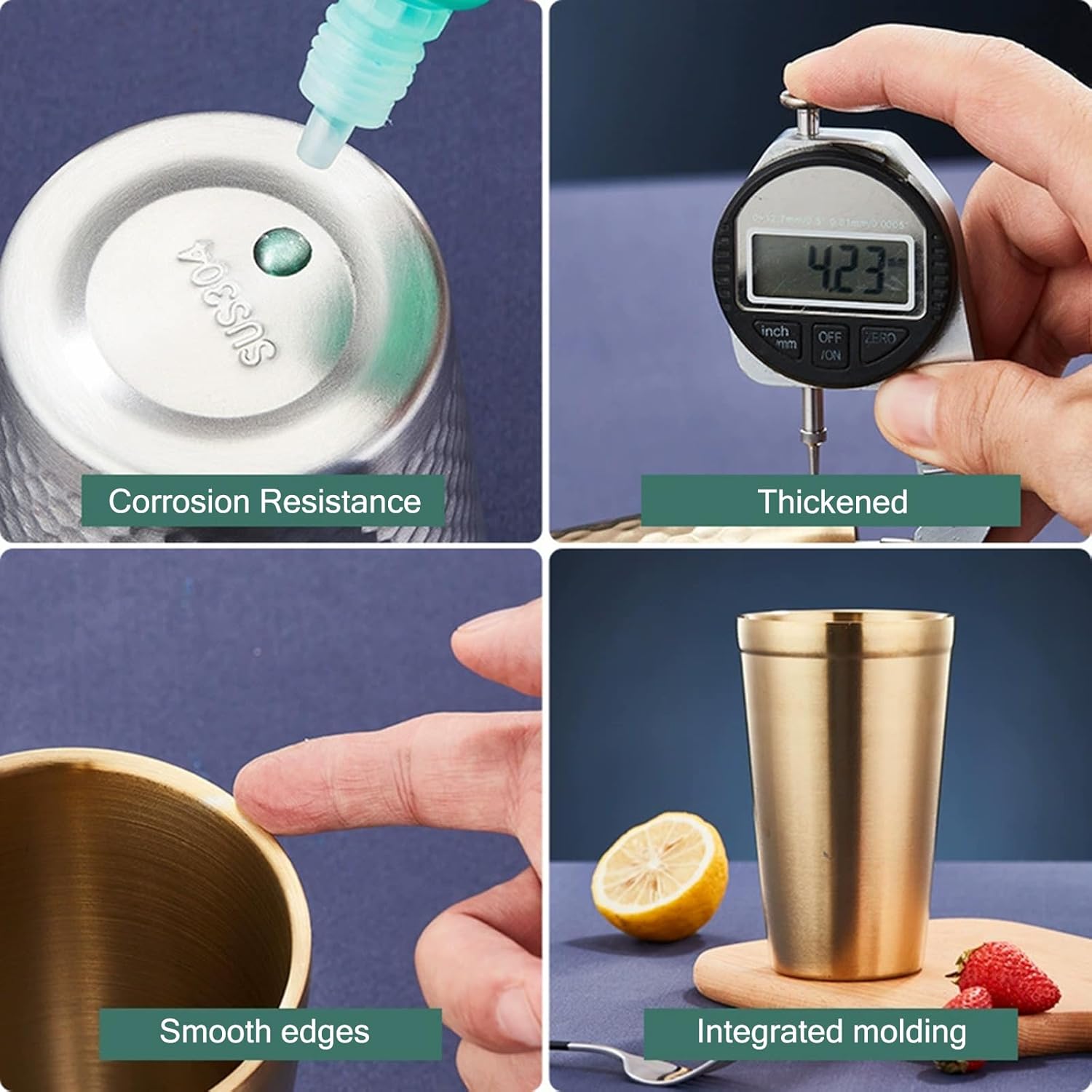 Thumbnail 4 de Edelstahl-Becher (Set 5) für Bier & mehr, doppelwandig, 175 ml – silbrig