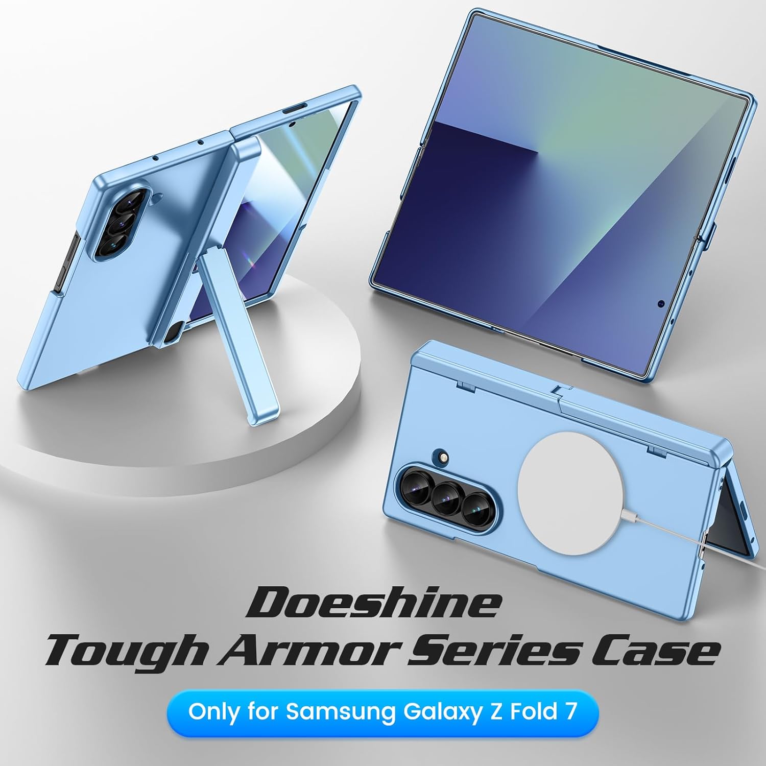 Thumbnail 1 de Doeshine Case for Samsung Galaxy Z Fold 7 with Kickstand, Hinge Protection and Front Screen Protector