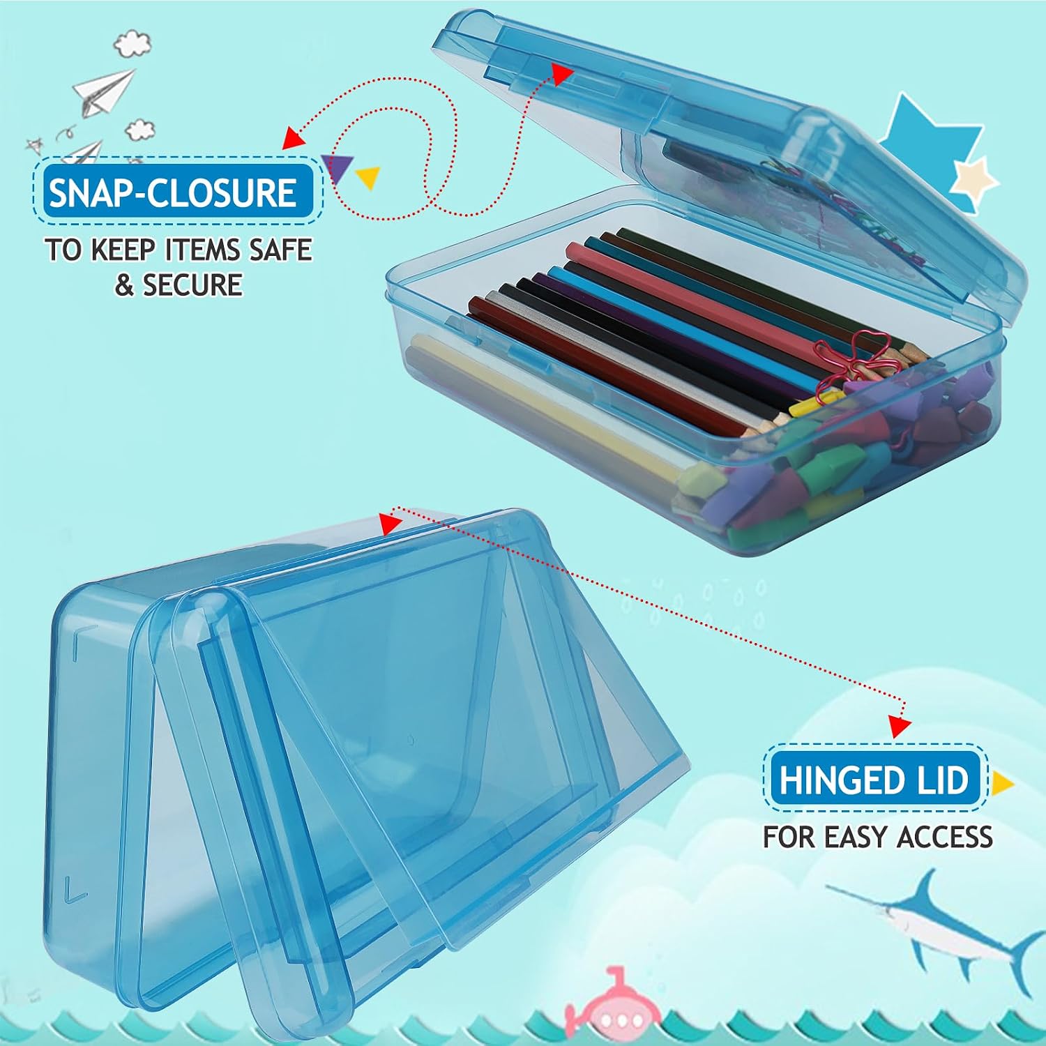 Detalle 2 de Clear Crayon Box Double Layer Pencil Case 1️⃣ ✏