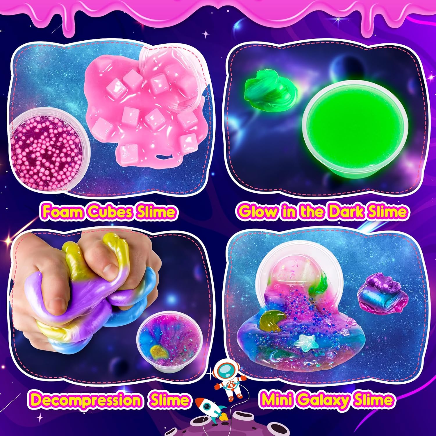 Detalle de Hapikids Ice Cream Slime Set (6–12 years) – Galaxy starry sky slime gift