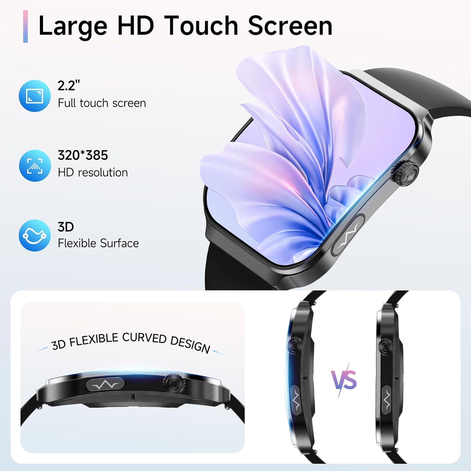 Thumbnail 1 de 2026 Smart Watch for Men with ECG+HRV, Blood Pressure, 2.2" 3D-Curved Display and Bluetooth Calling